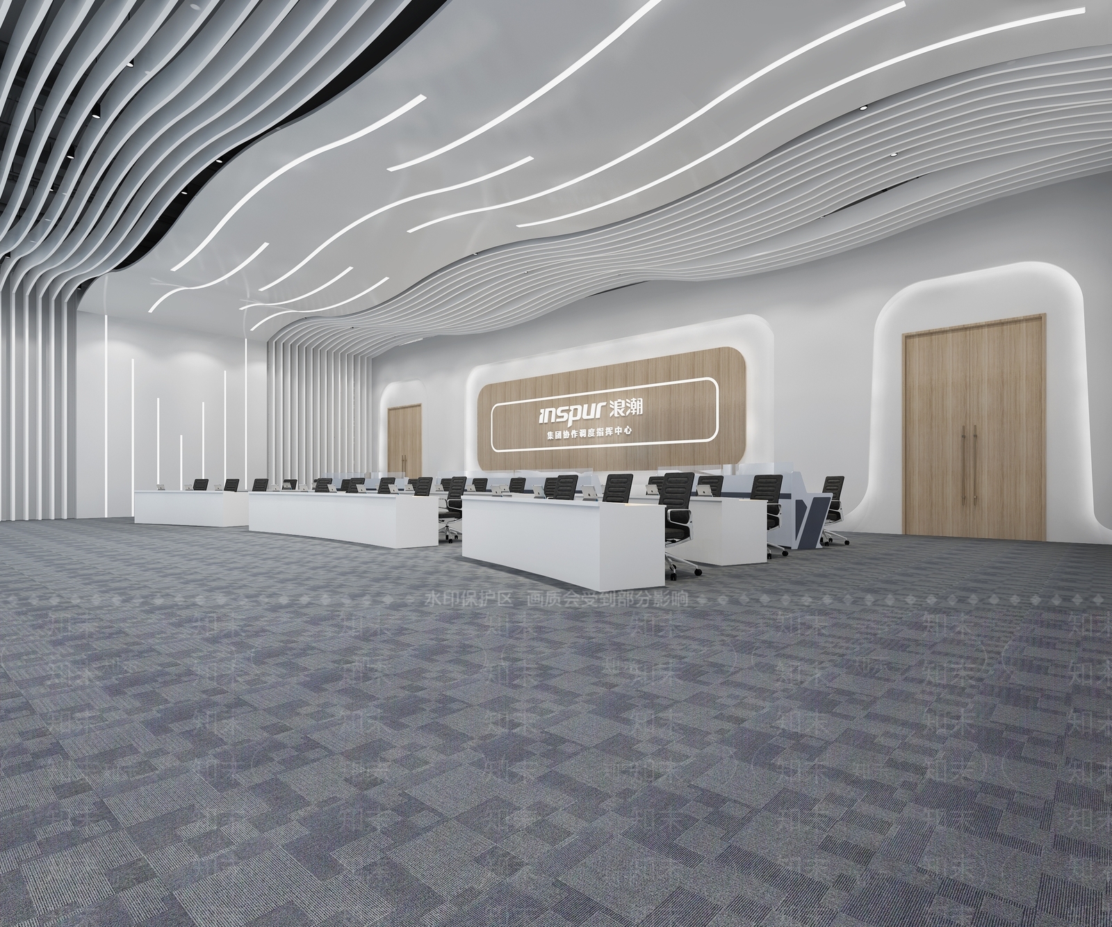 现代科技智能指挥大厅3D模型下载【ID:1118279631】