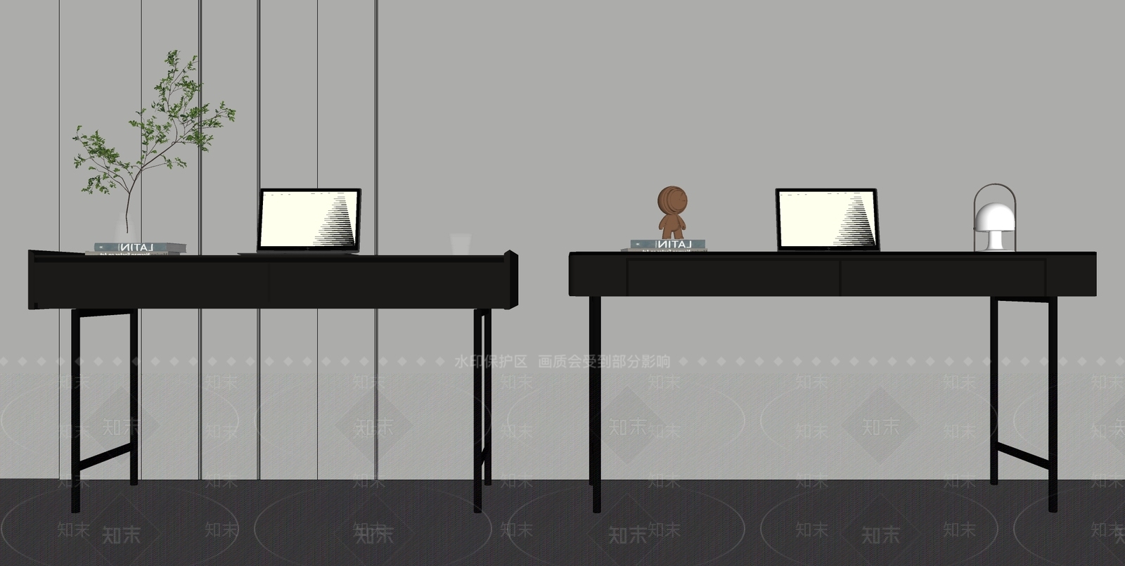 现代书桌SU模型下载【ID:1118639382】