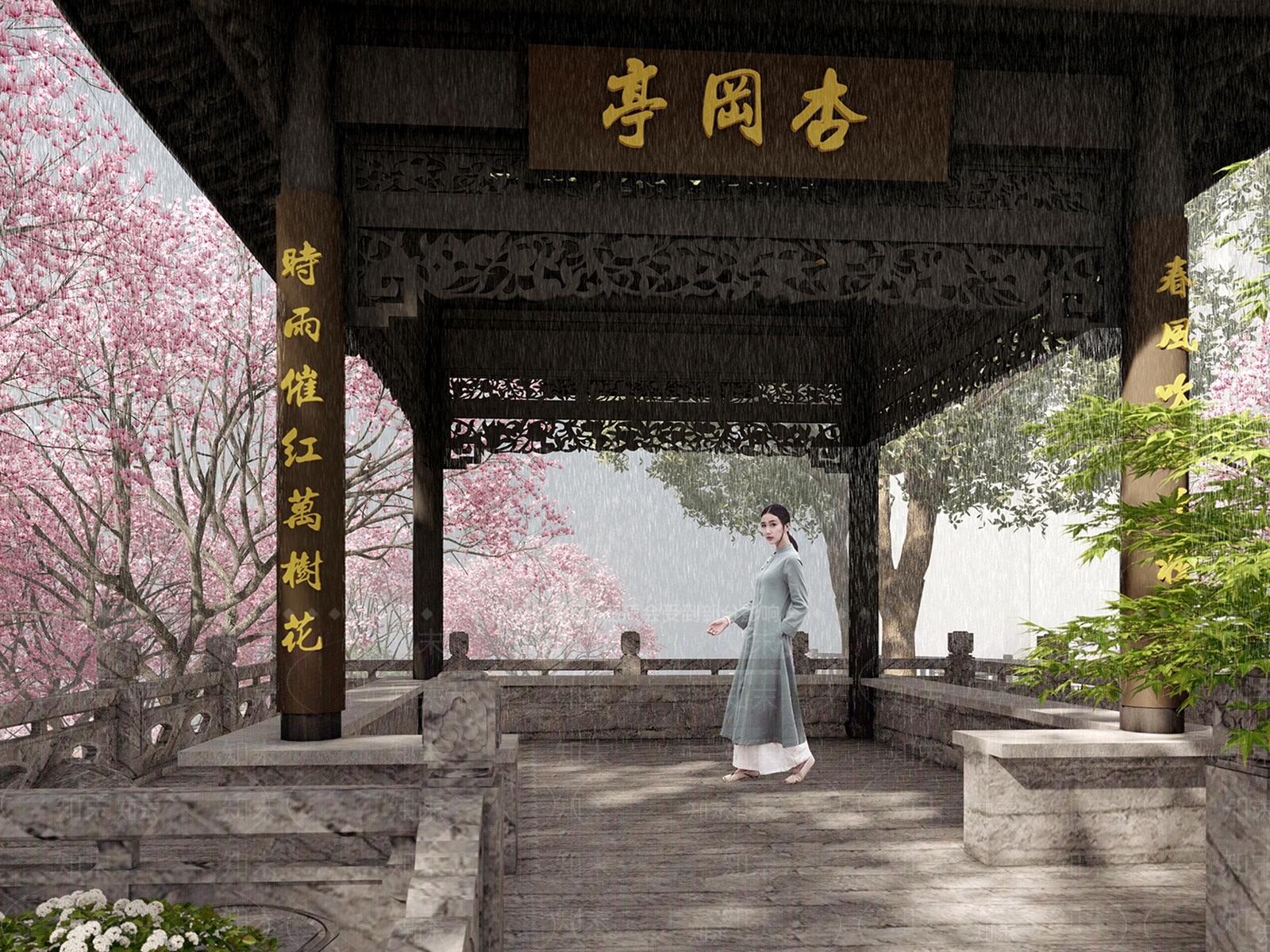 中式亭子SU模型下载【ID:1118288651】