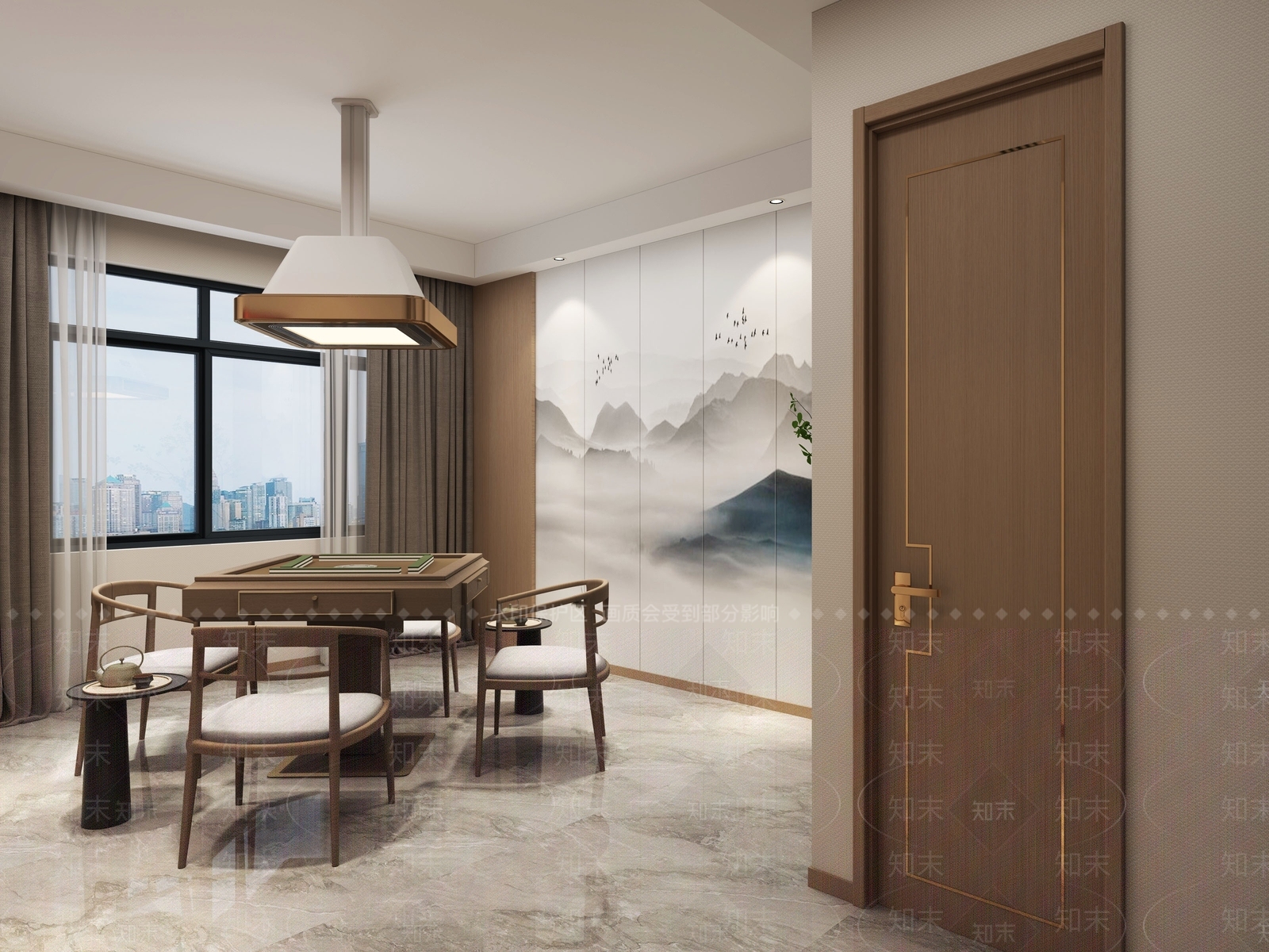 新中式棋牌室3D模型下载【ID:1118288444】