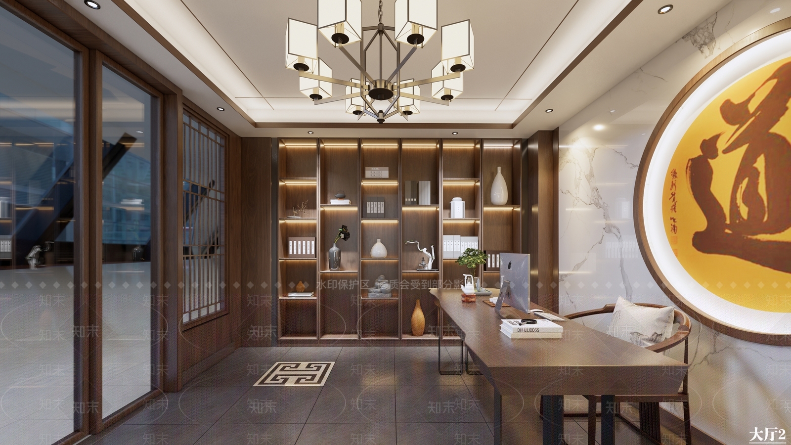 新中式茶室SU模型下载【ID:1118293047】