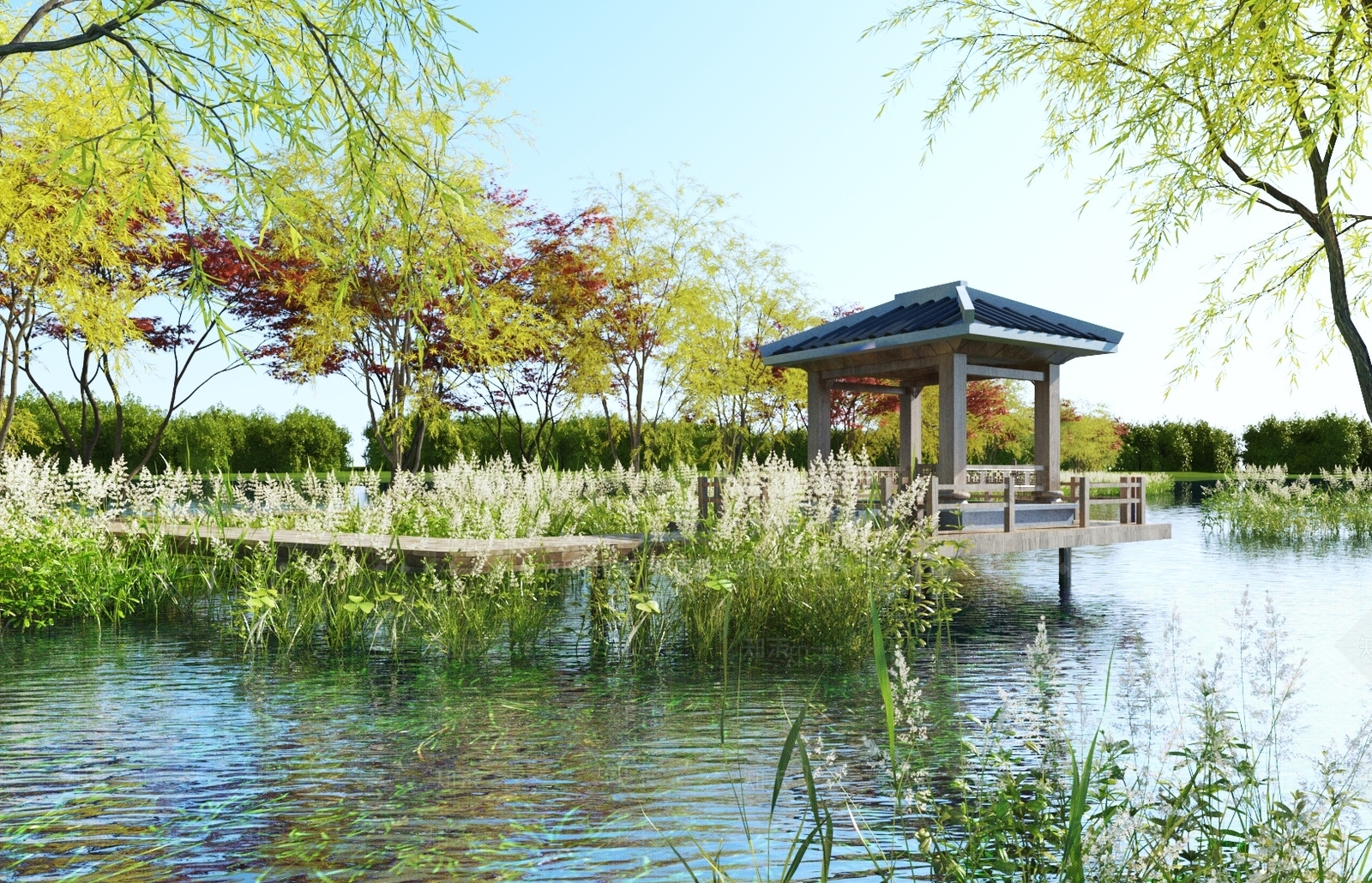 中式凉亭3D模型下载【ID:1118293814】