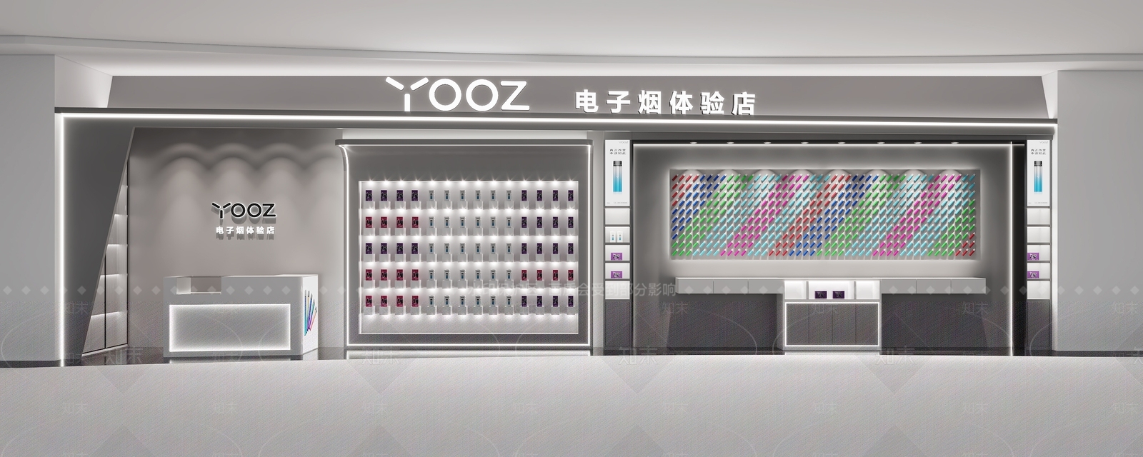 现代电子烟门头门面3D模型下载【ID:1118296650】