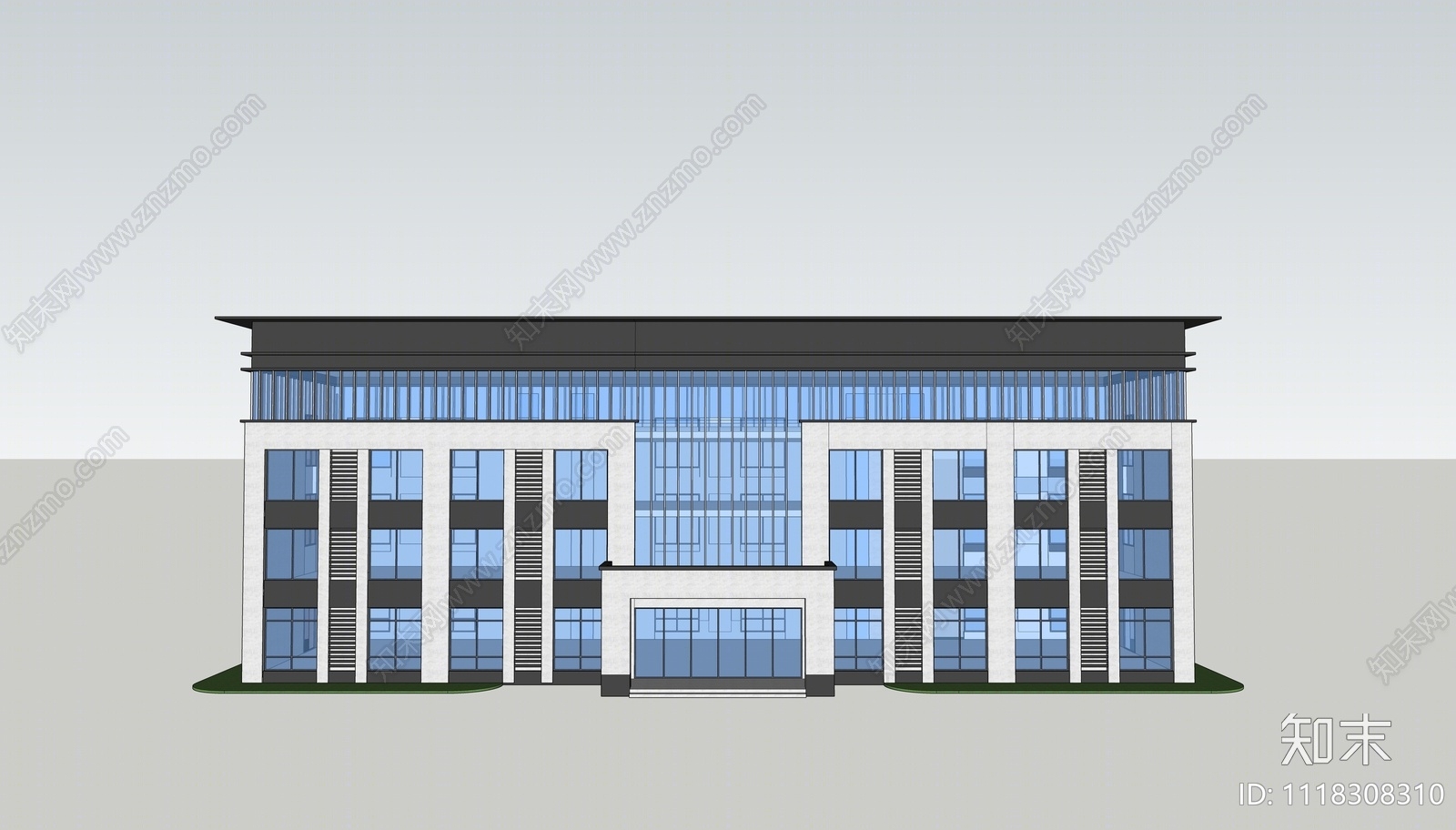 新中式办公楼SU模型下载【ID:1118308310】