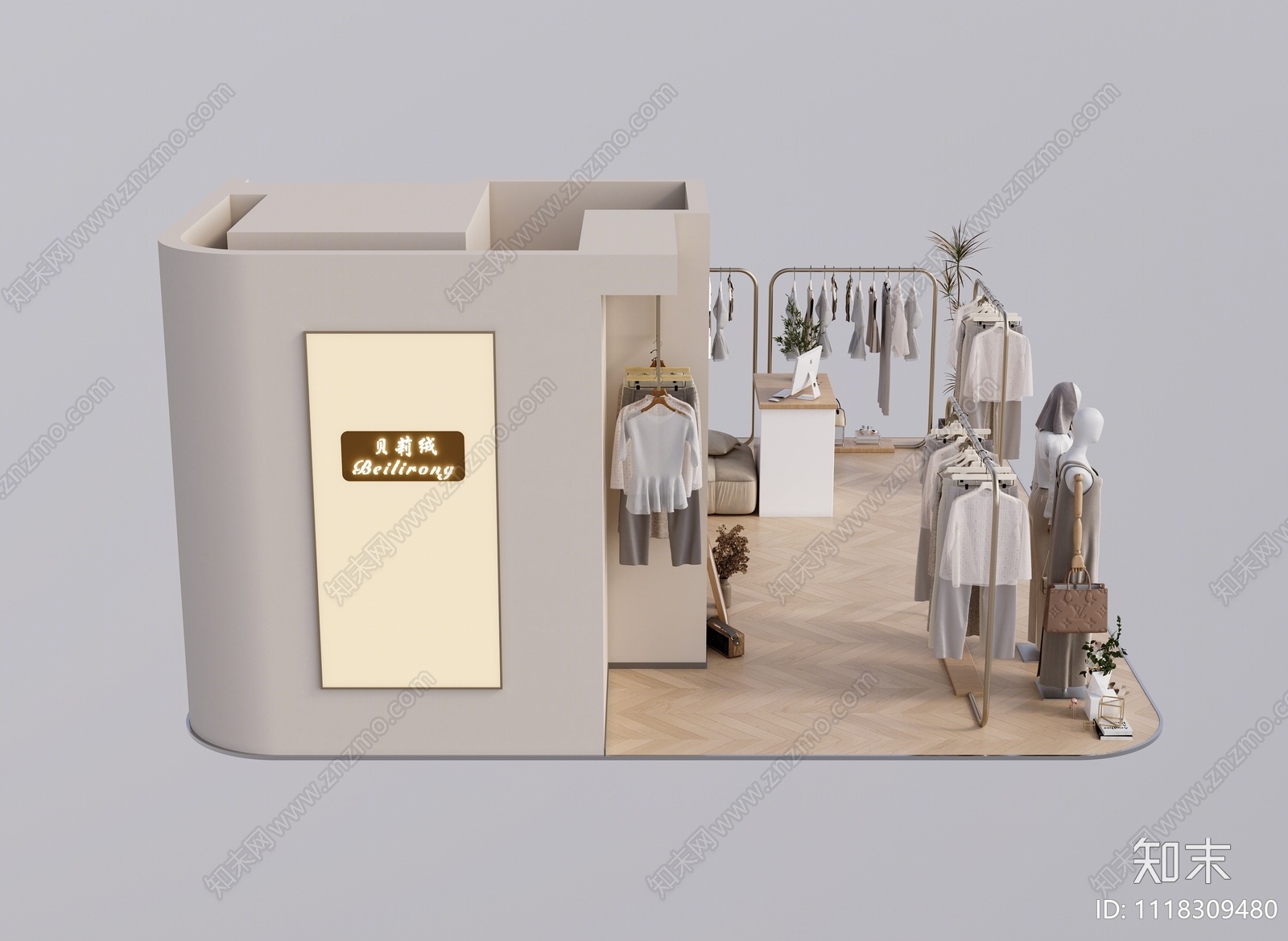 现代服装展区3D模型下载【ID:1118309480】