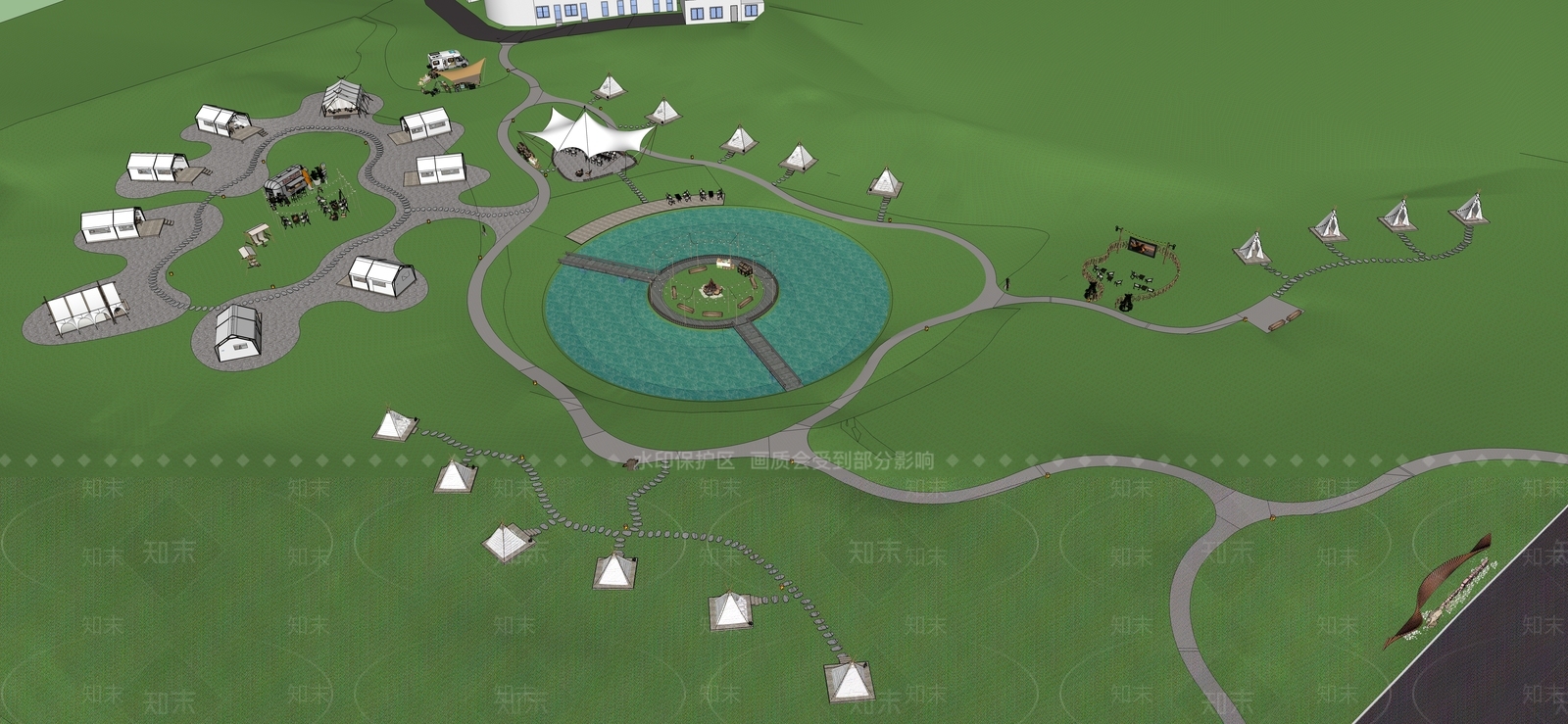 现代公园景观SU模型下载【ID:1118309946】