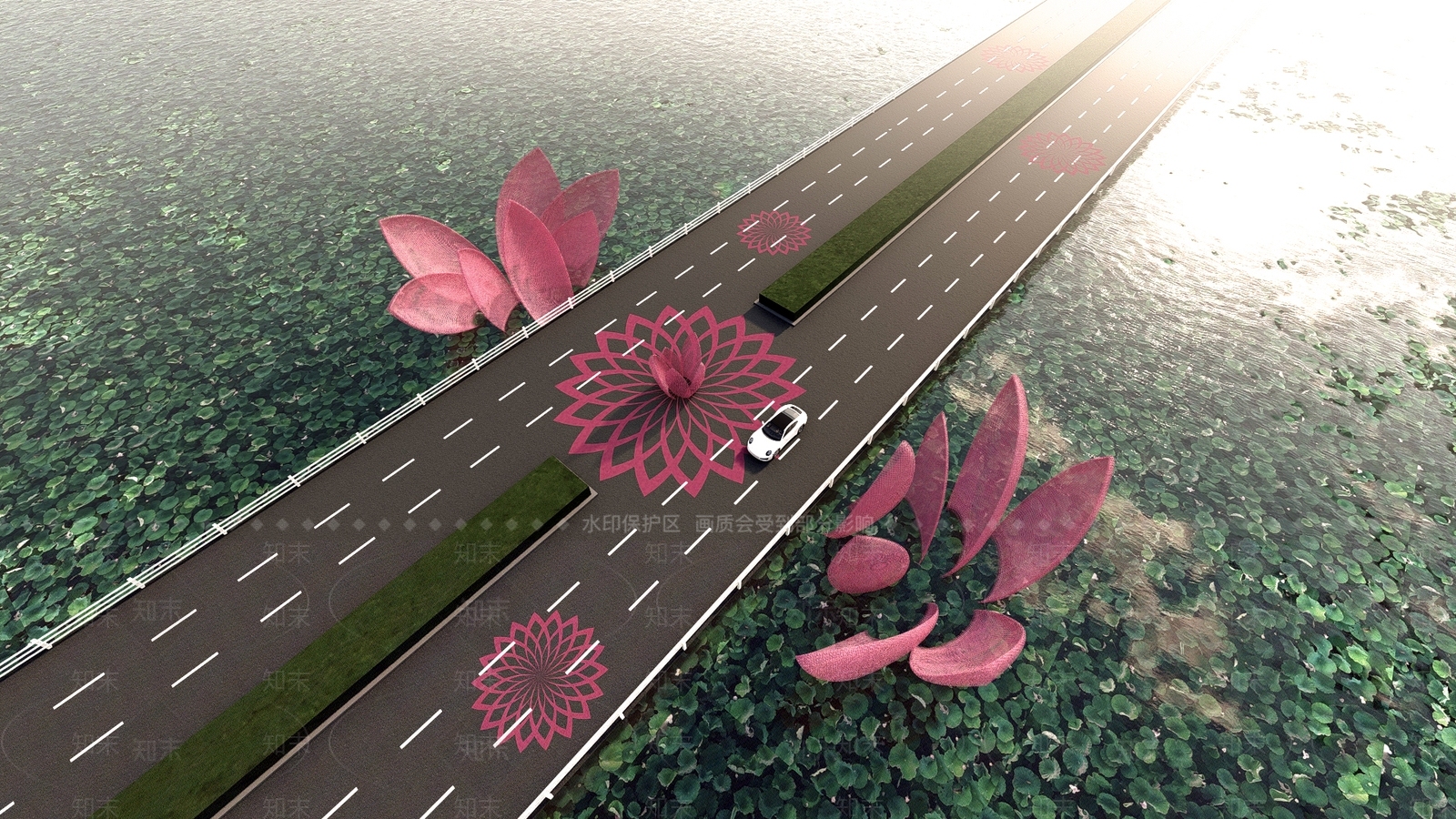 现代莲花雕塑小品SU模型下载【ID:1118310822】