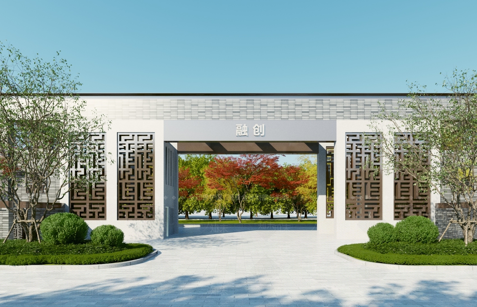 新中式入口大门3D模型下载【ID:1118314168】