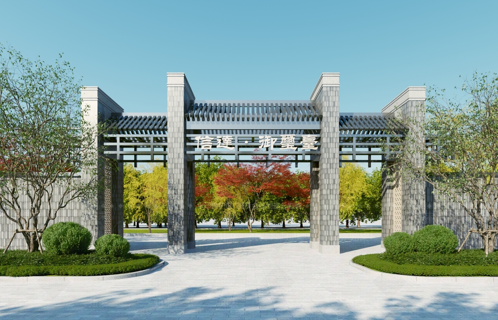 新中式入口大门3D模型下载【ID:1118319605】
