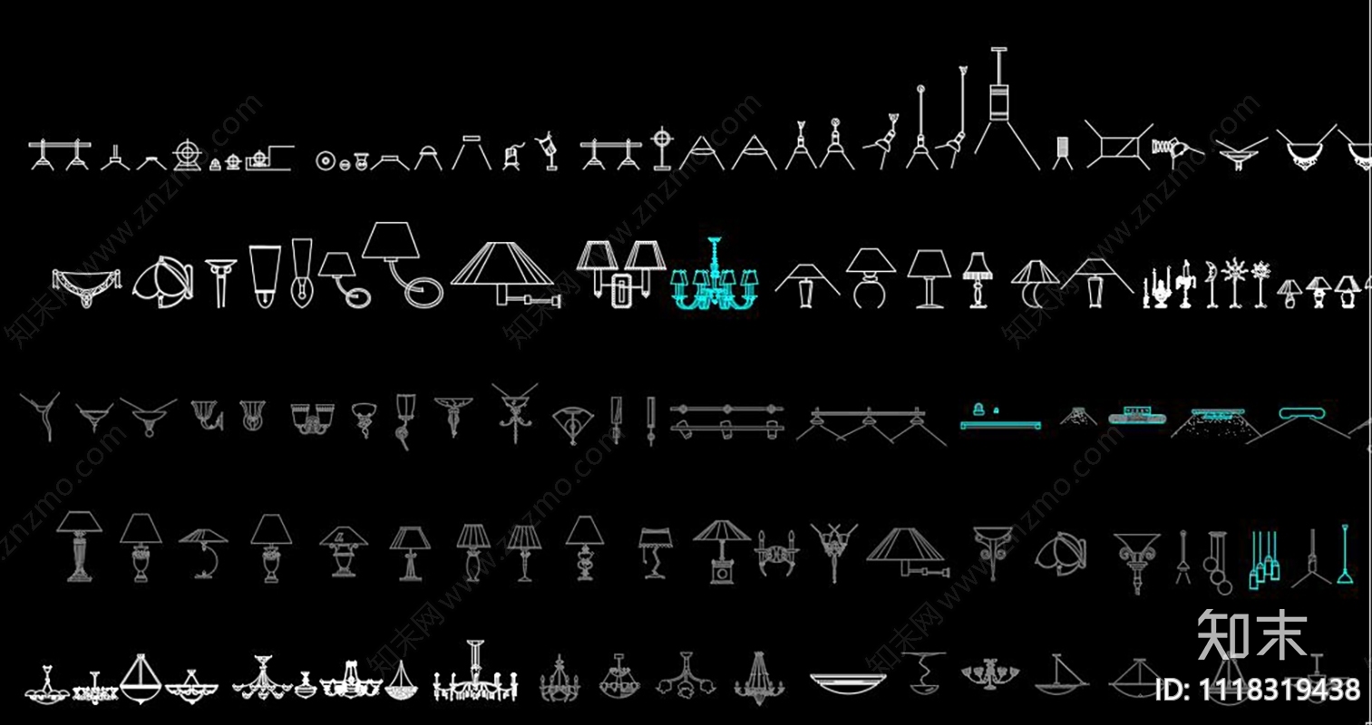 室内灯具施工图下载【ID:1118319438】