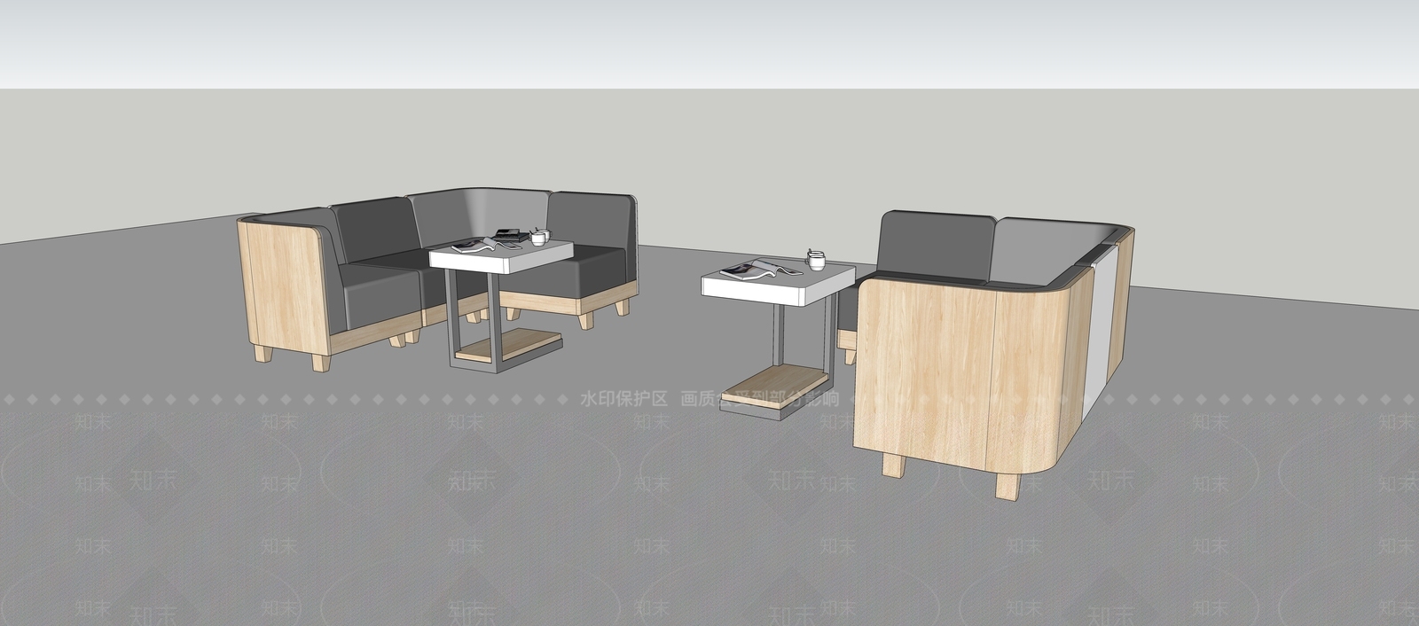 现代卡座沙发SU模型下载【ID:1118345430】