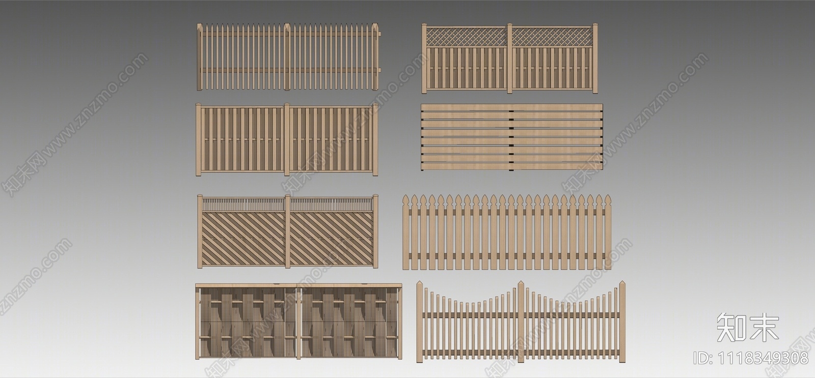 现代木围栏SU模型下载【ID:1118349308】