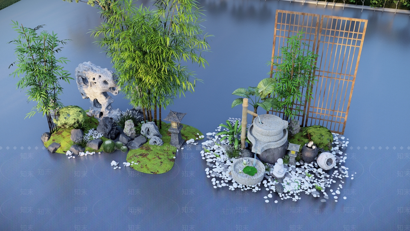 新中式庭院小品SU模型下载【ID:1118351449】