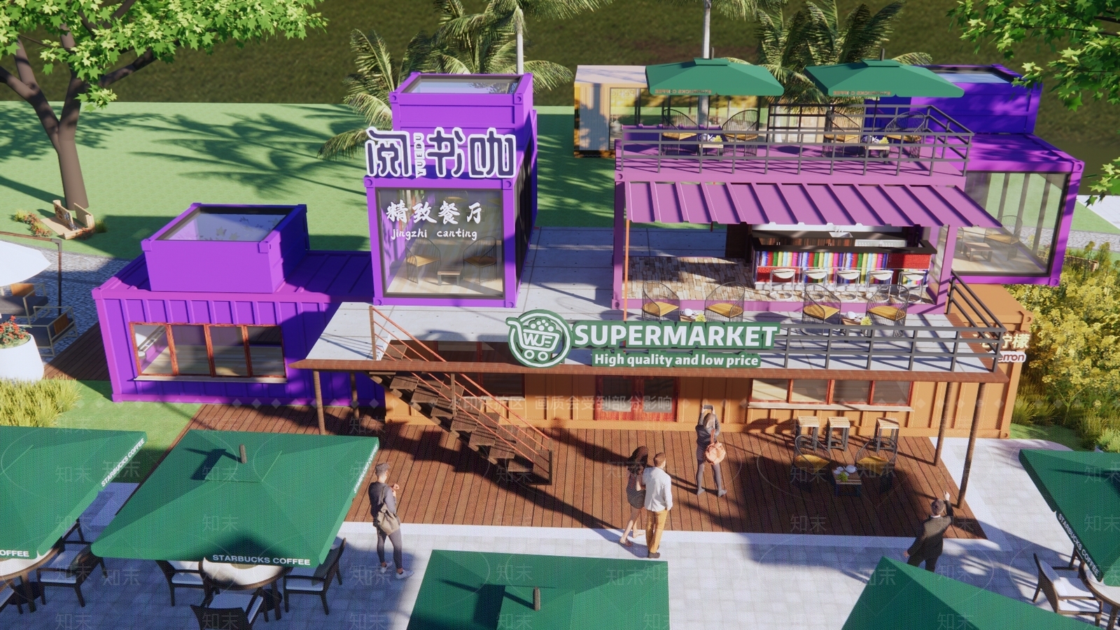 现代餐饮建筑SU模型下载【ID:1118351727】