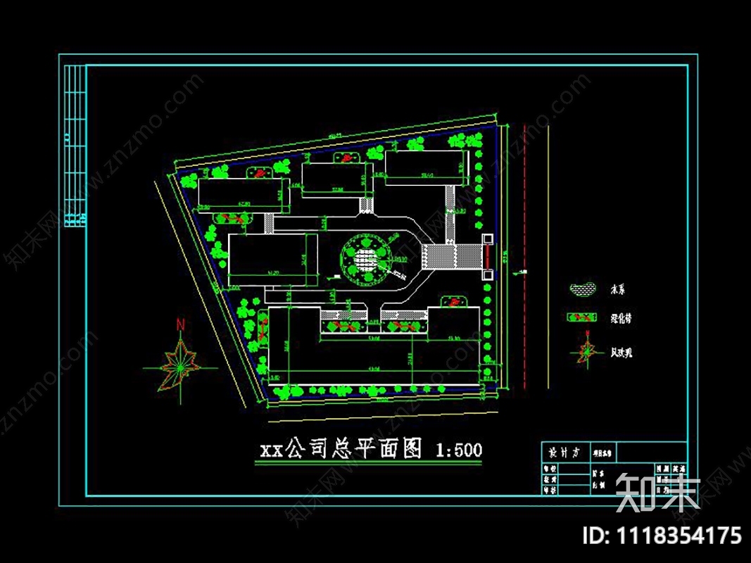 公司景观平面布置图cad施工图下载【ID:1118354175】