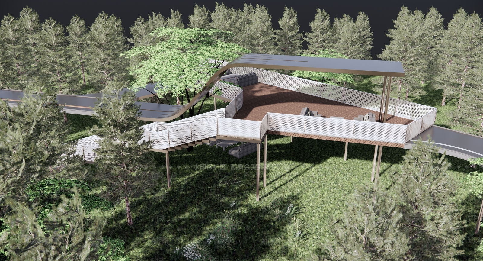 现代森林公园景观SU模型下载【ID:1118355489】