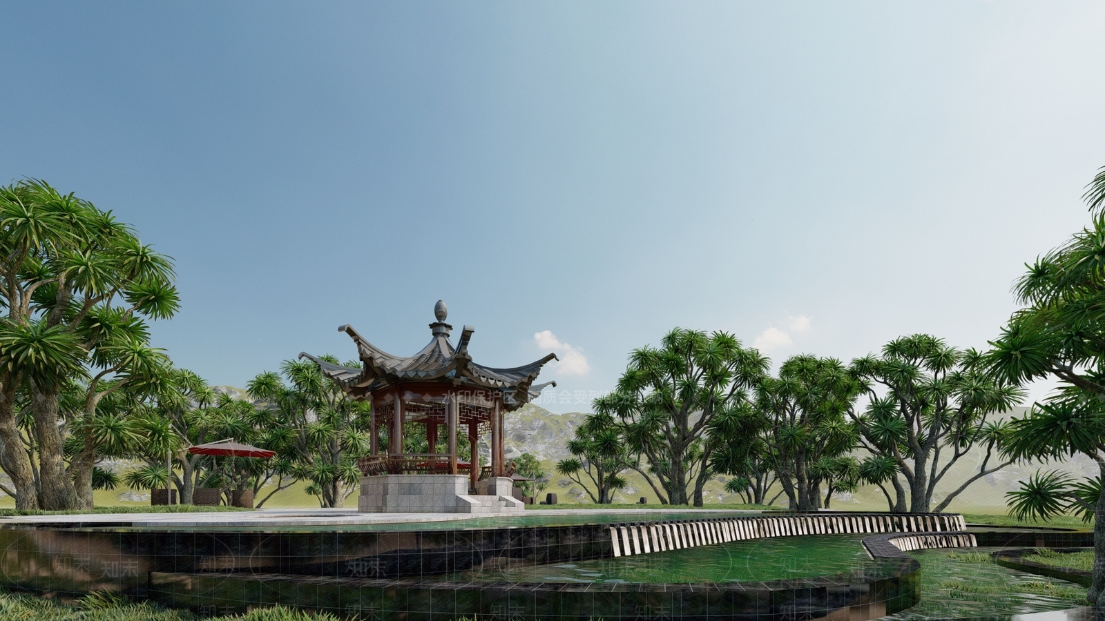 中式亭子SU模型下载【ID:1118359640】