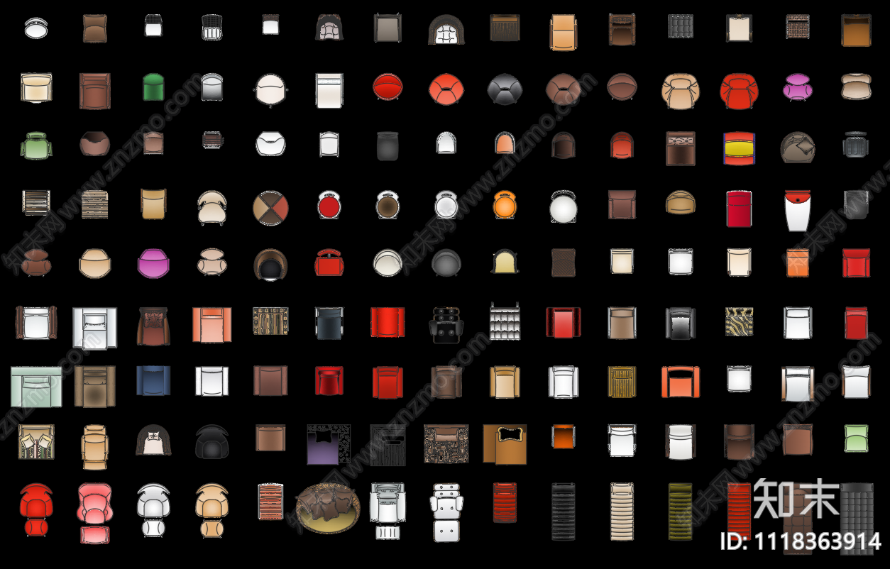 120款扶手椅子图库施工图施工图下载【ID:1118363914】