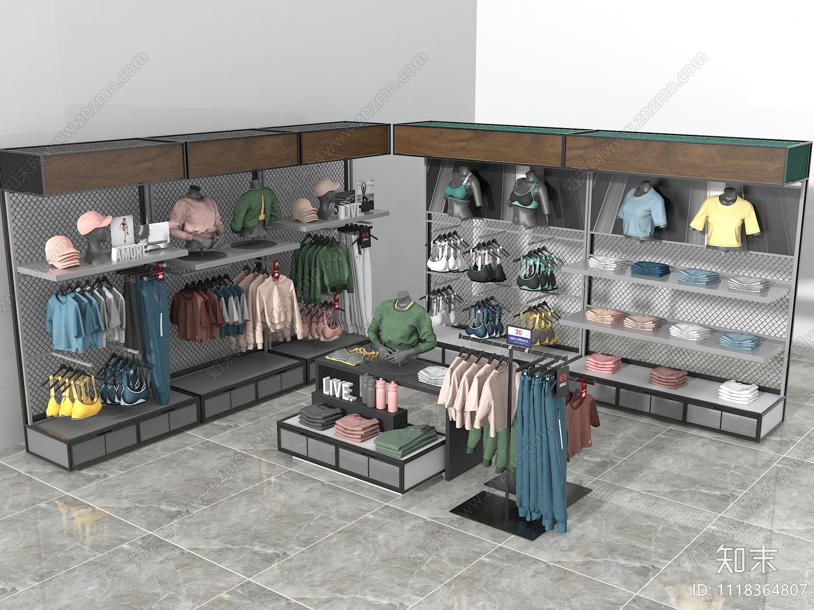 现代服装展架3D模型下载【ID:1118364807】