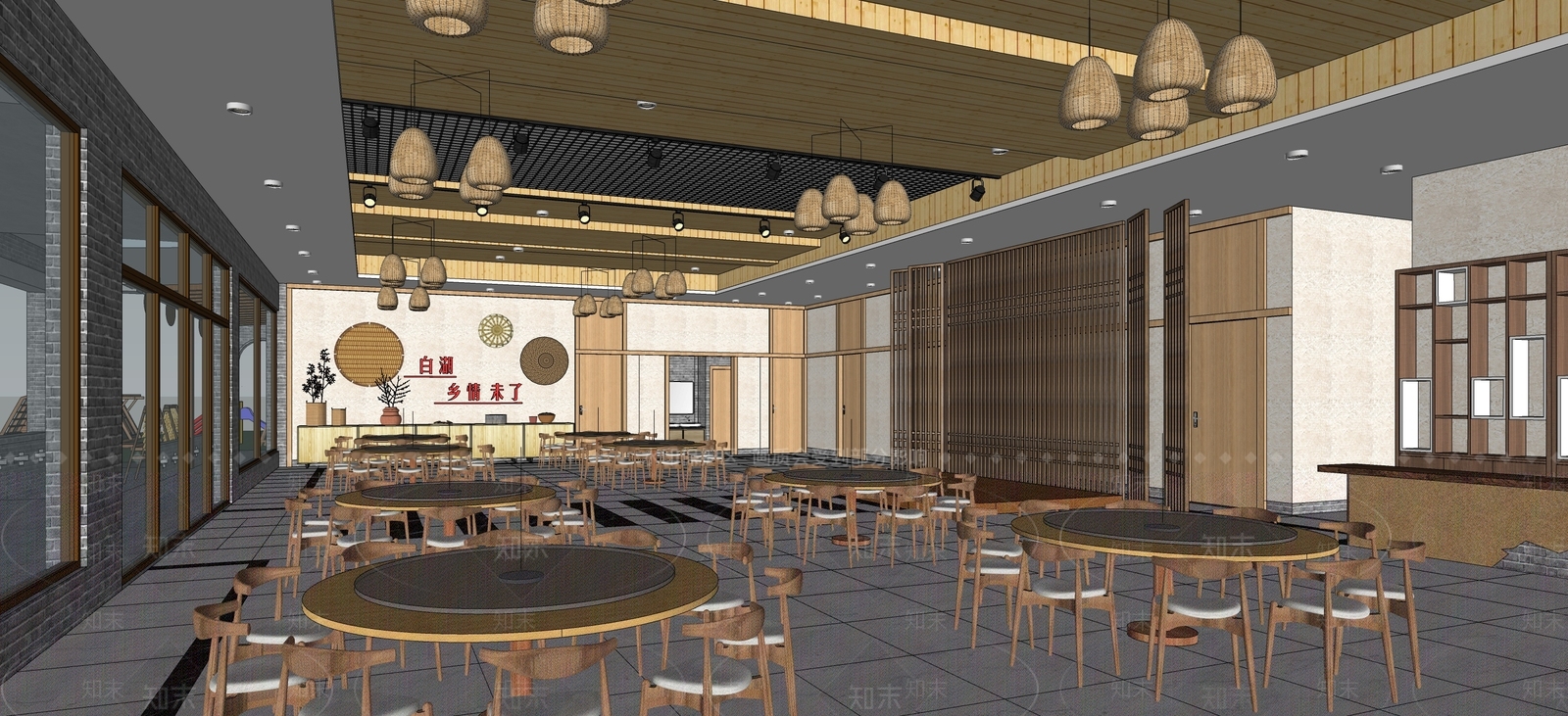 中式餐饮建筑SU模型下载【ID:1118366158】