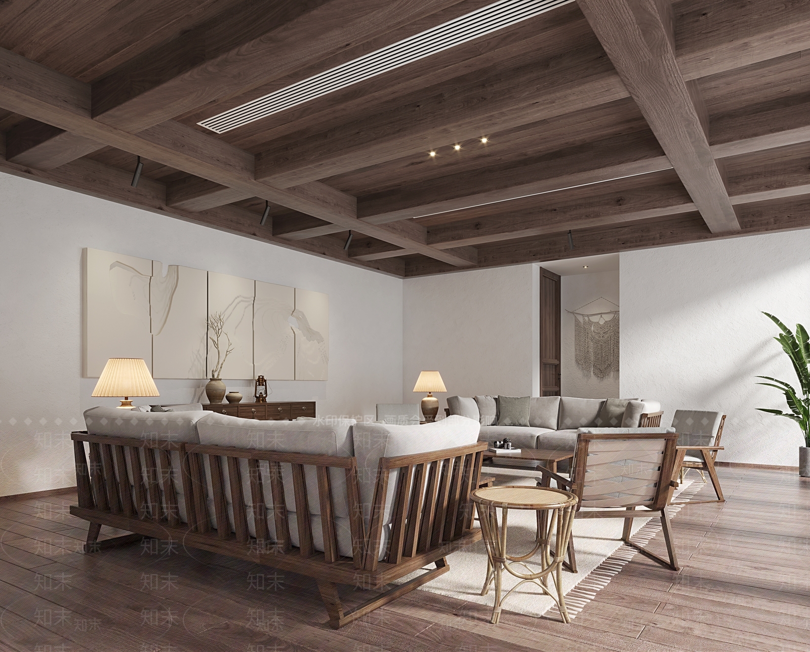 侘寂民宿客厅3D模型下载【ID:1118367929】