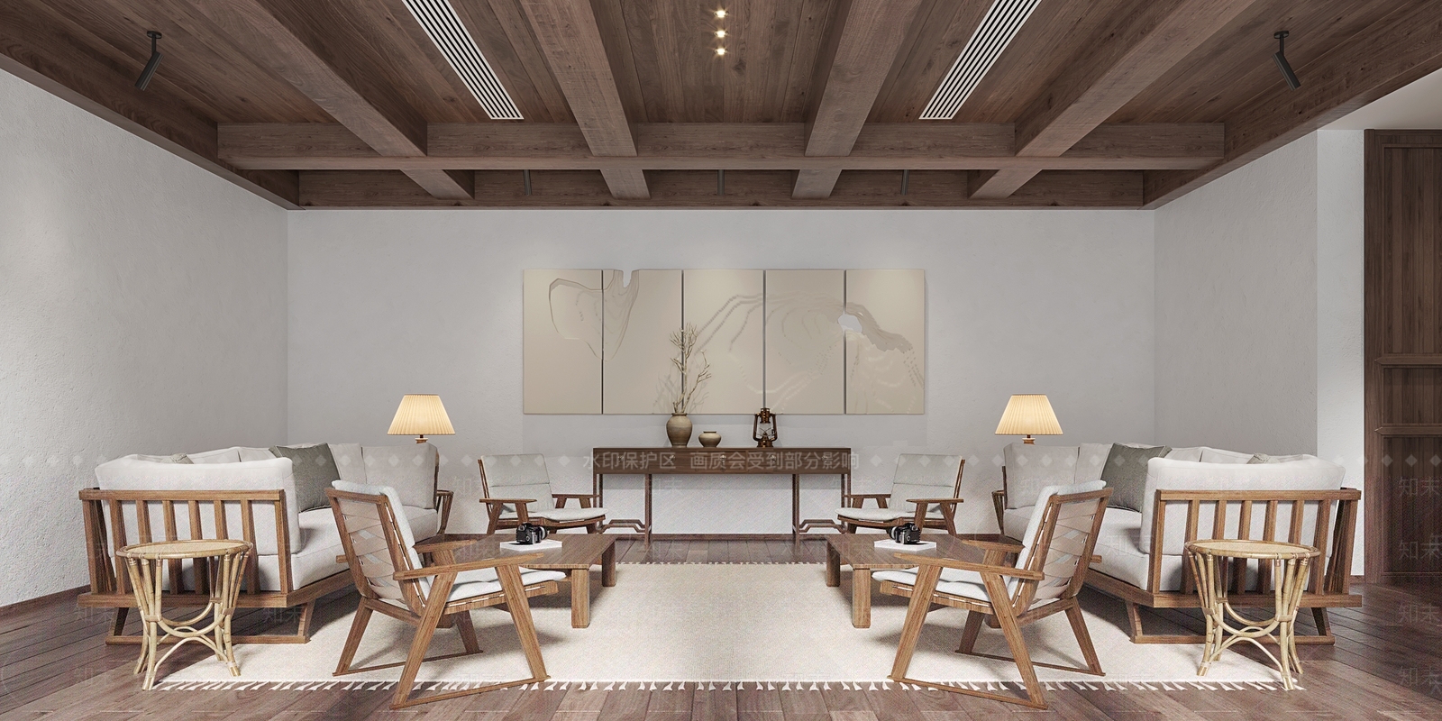 侘寂民宿客厅3D模型下载【ID:1118367929】