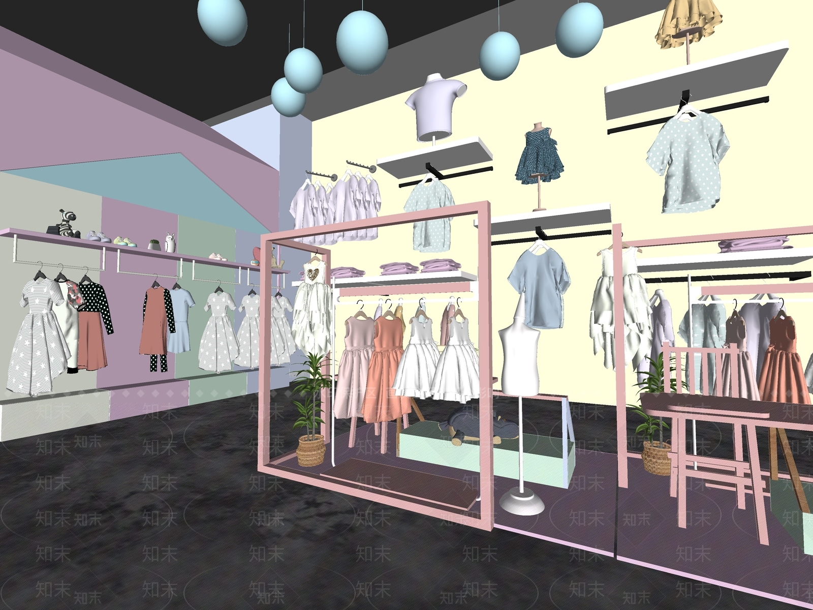 现代服装箱包店SU模型下载【ID:1118380154】