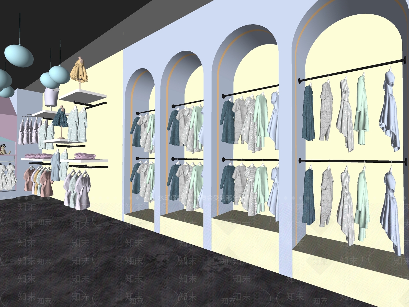 现代服装箱包店SU模型下载【ID:1118380154】