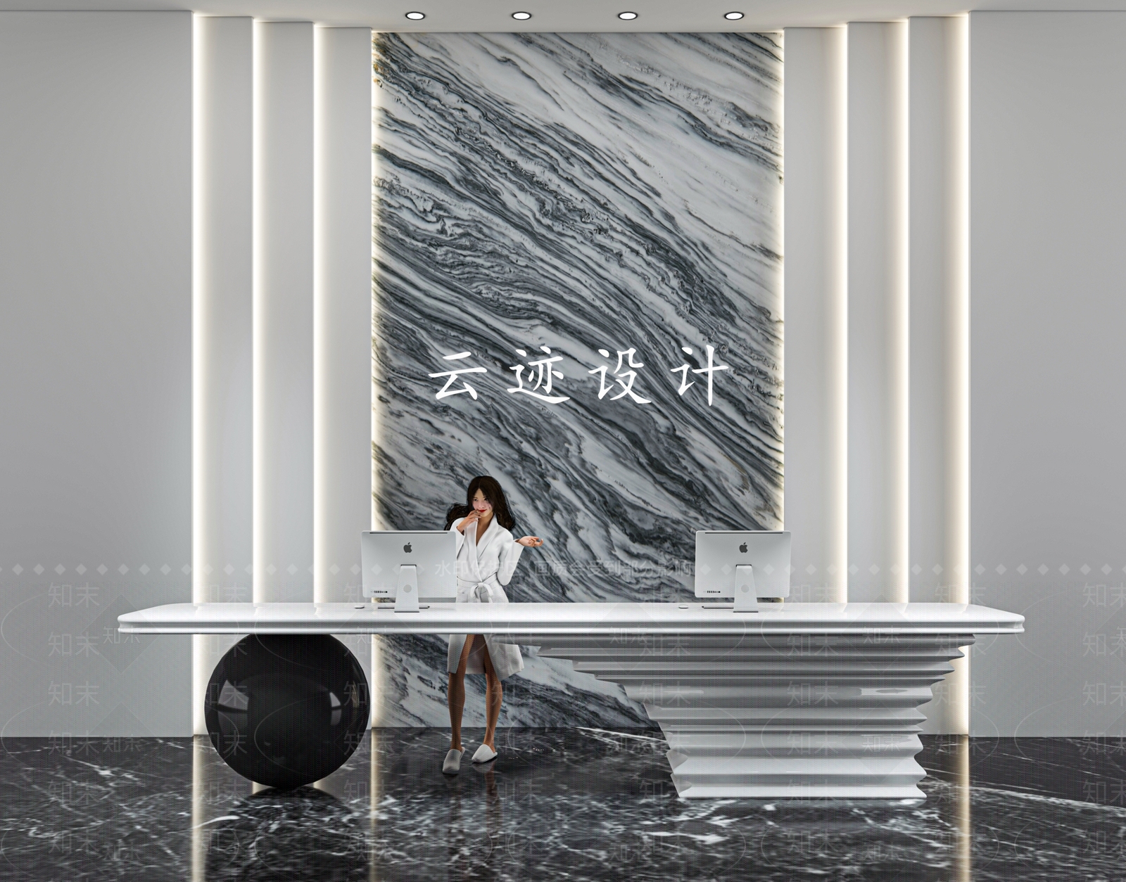 现代大厅接待台3D模型下载【ID:1118382604】