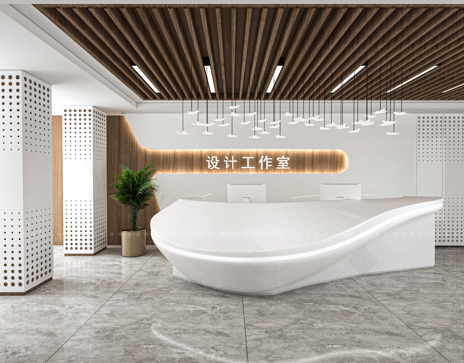 现代大厅接待台3D模型下载【ID:1118392853】