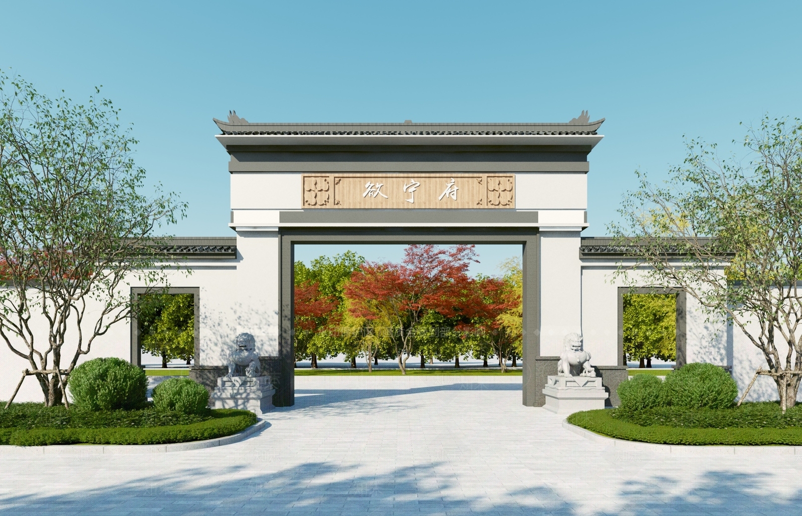 新中式入口大门3D模型下载【ID:1118411408】