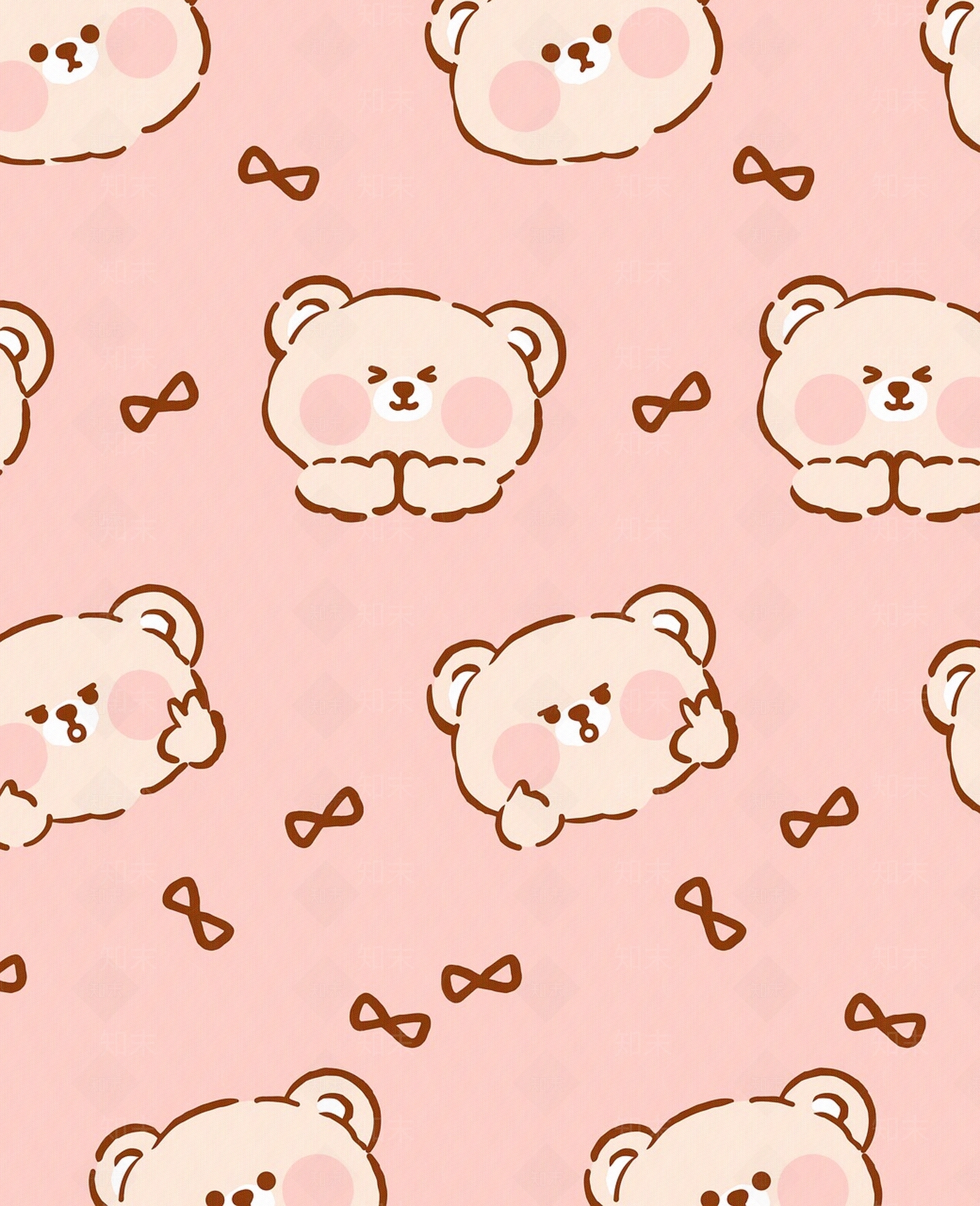 粉色卡通动物壁纸贴图下载【ID:1118411713】