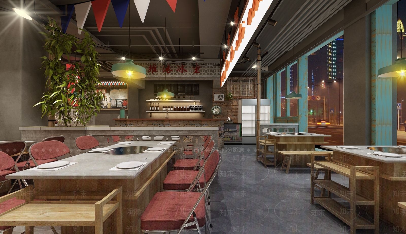工业风怀旧火锅店3D模型下载【ID:1118415748】