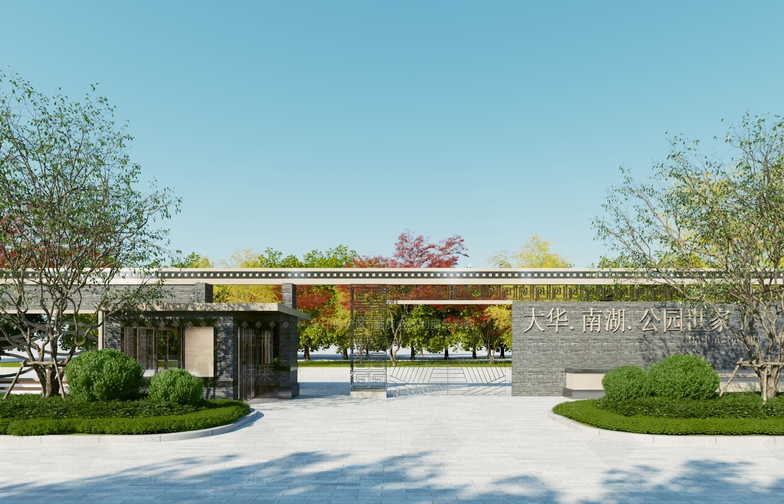 新中式小区入口大门3D模型下载【ID:1118420854】