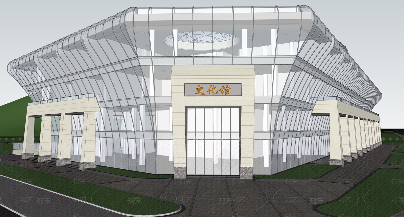 现代文化图书馆SU模型下载【ID:1118420796】