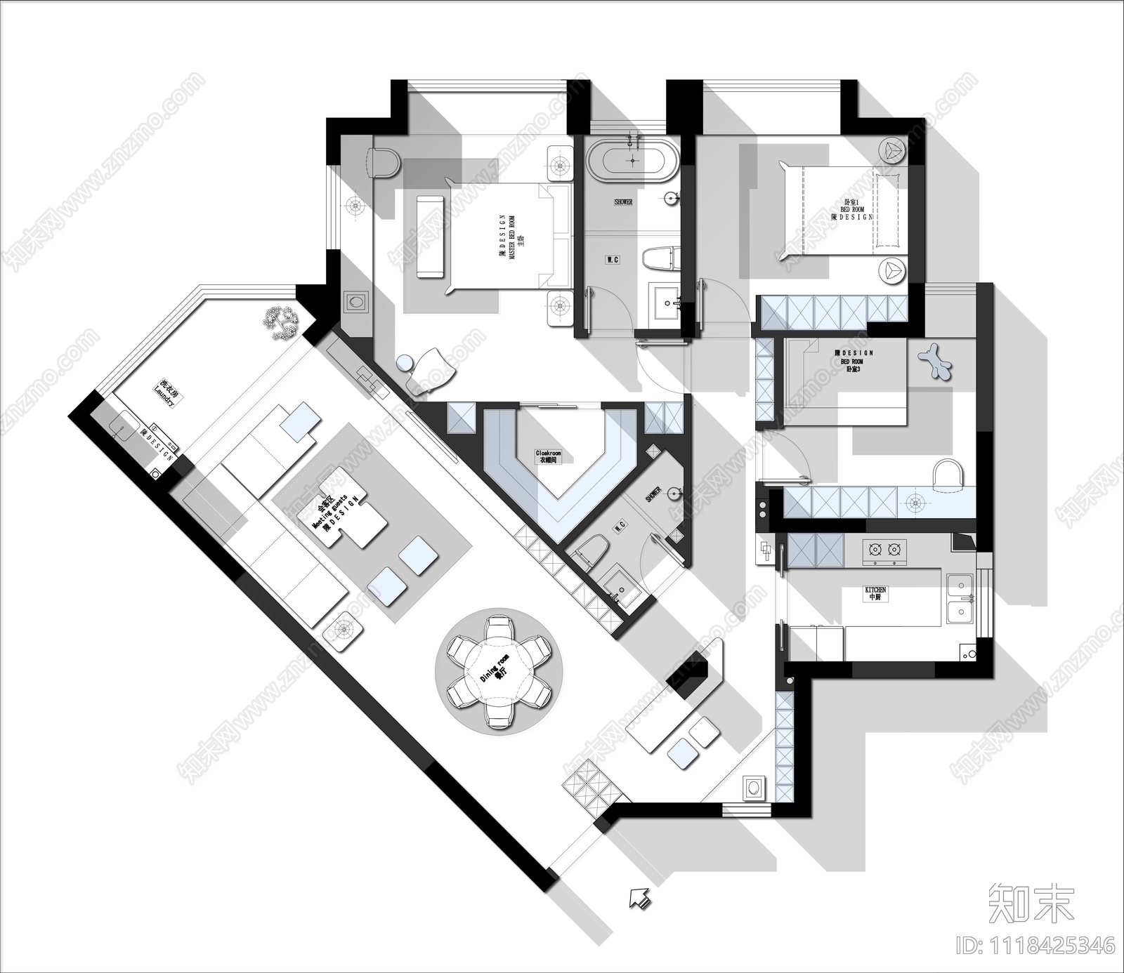 144㎡异形户型优化方案施工图下载【ID:1118425346】