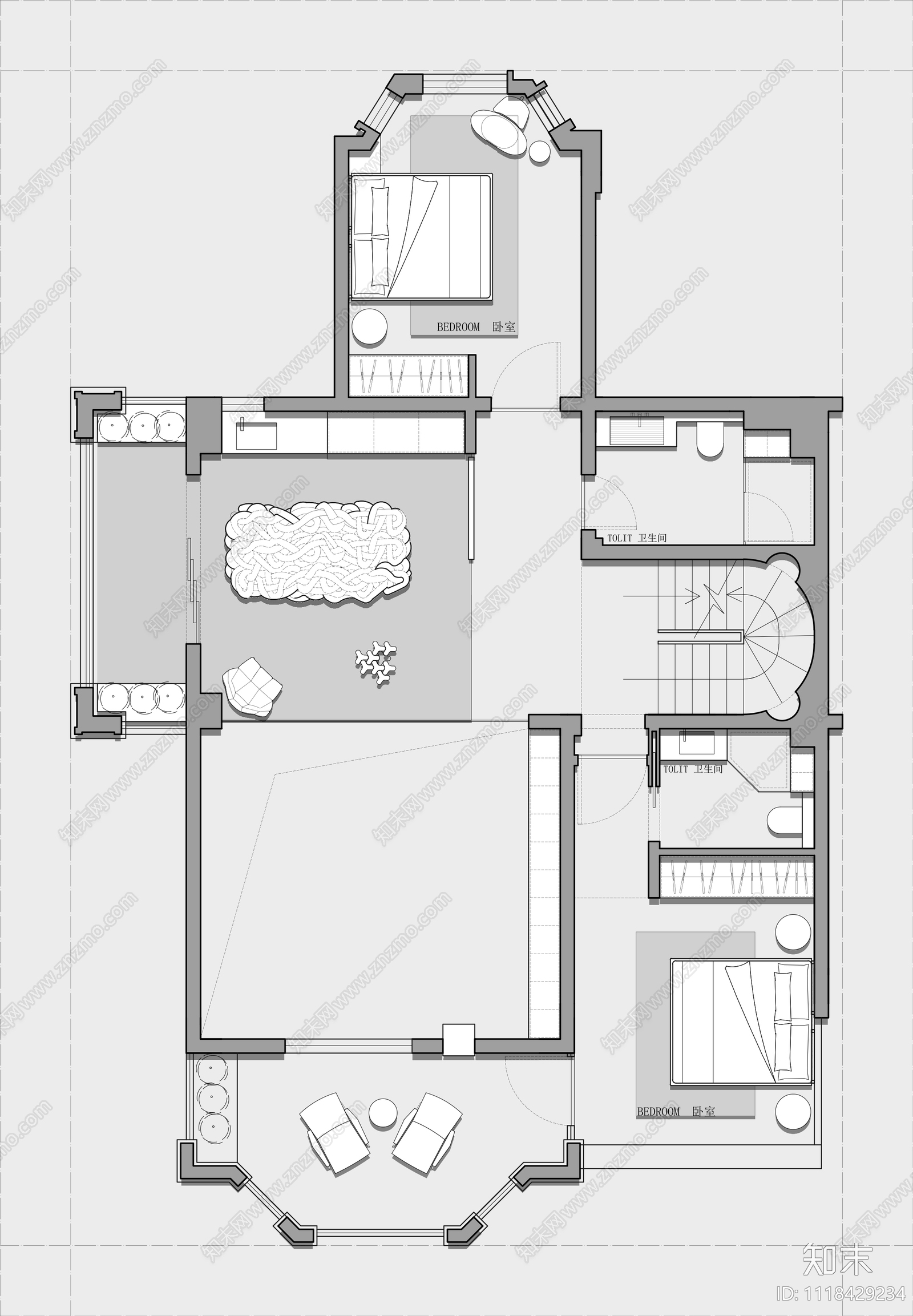 306㎡三层联排别墅平面方案施工图下载【ID:1118429234】