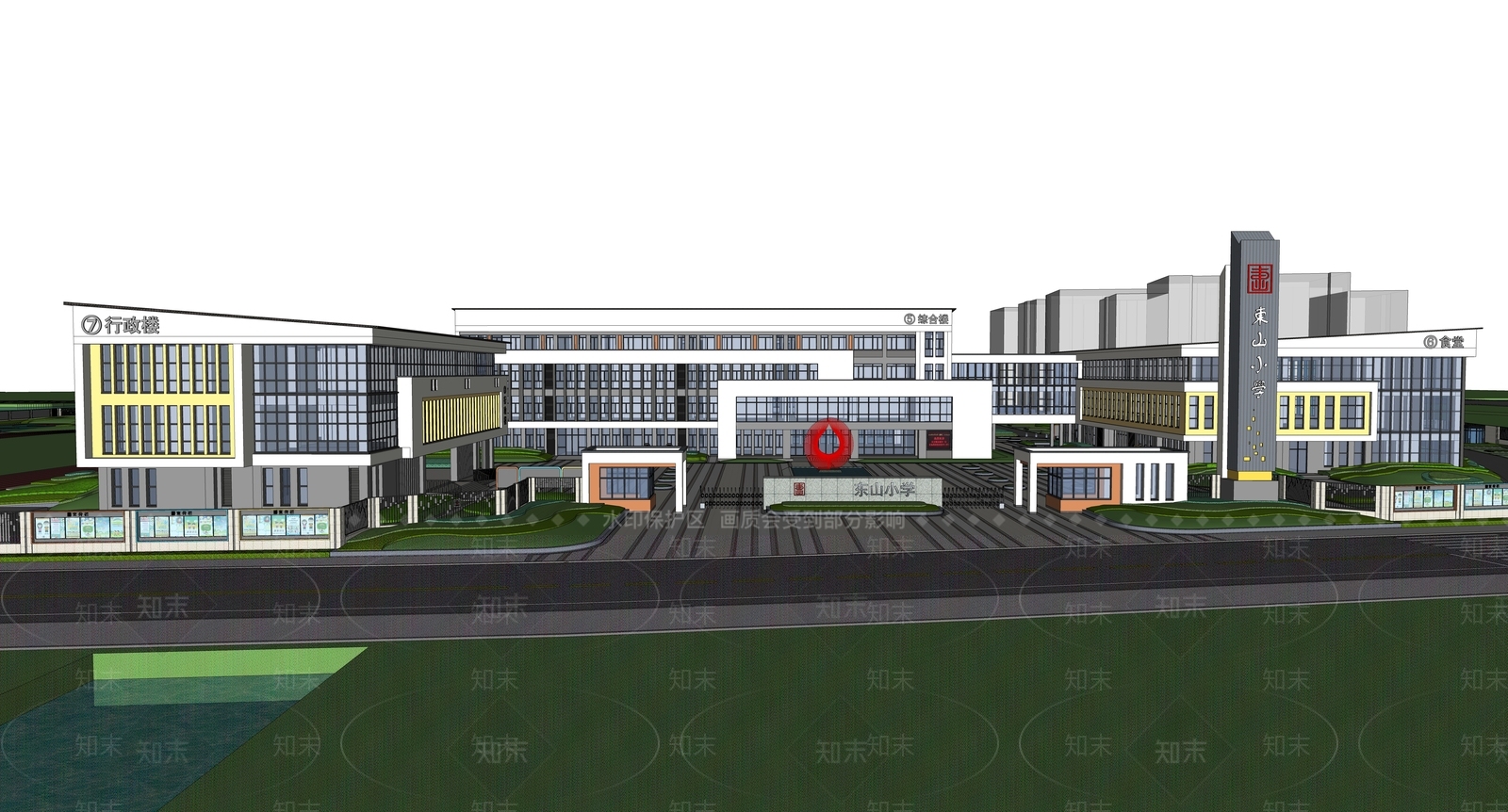 现代小学景观建筑设计SU模型下载【ID:1118429428】