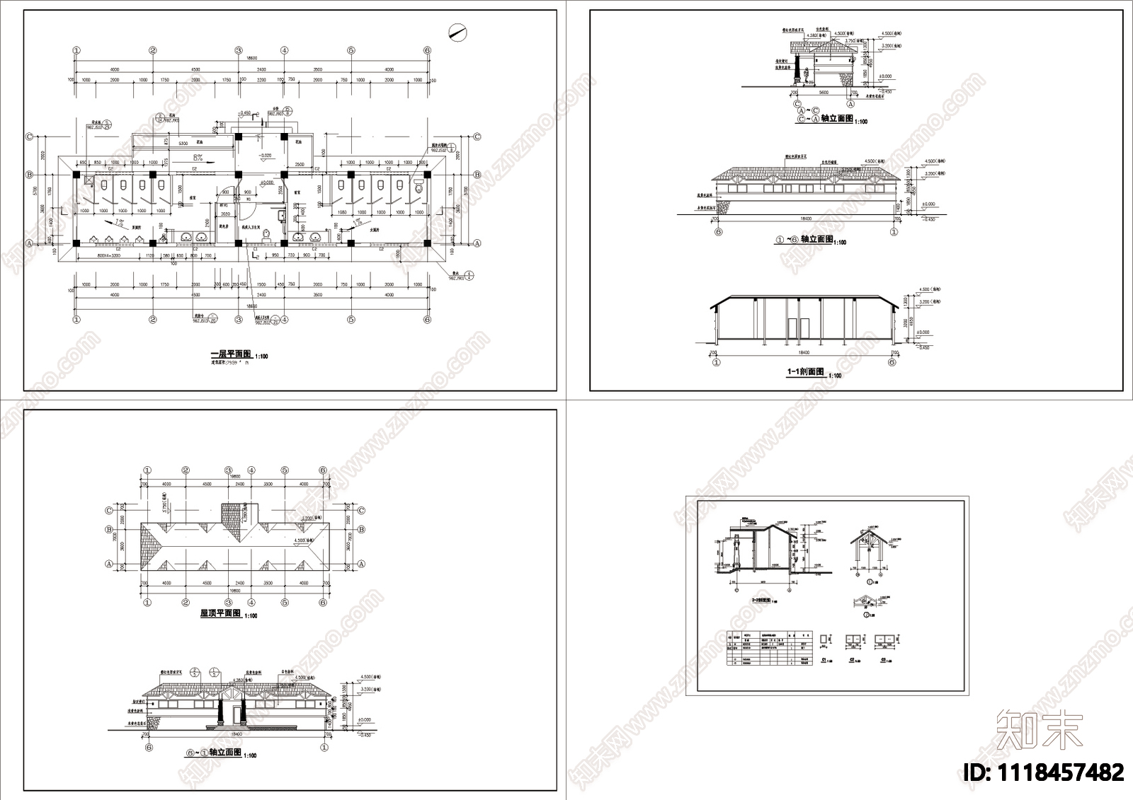 公园建筑厕所设计施工图施工图下载【ID:1118457482】