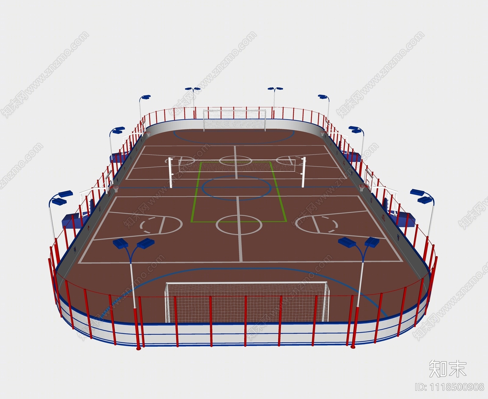 现代篮球场SU模型下载【ID:1118500908】