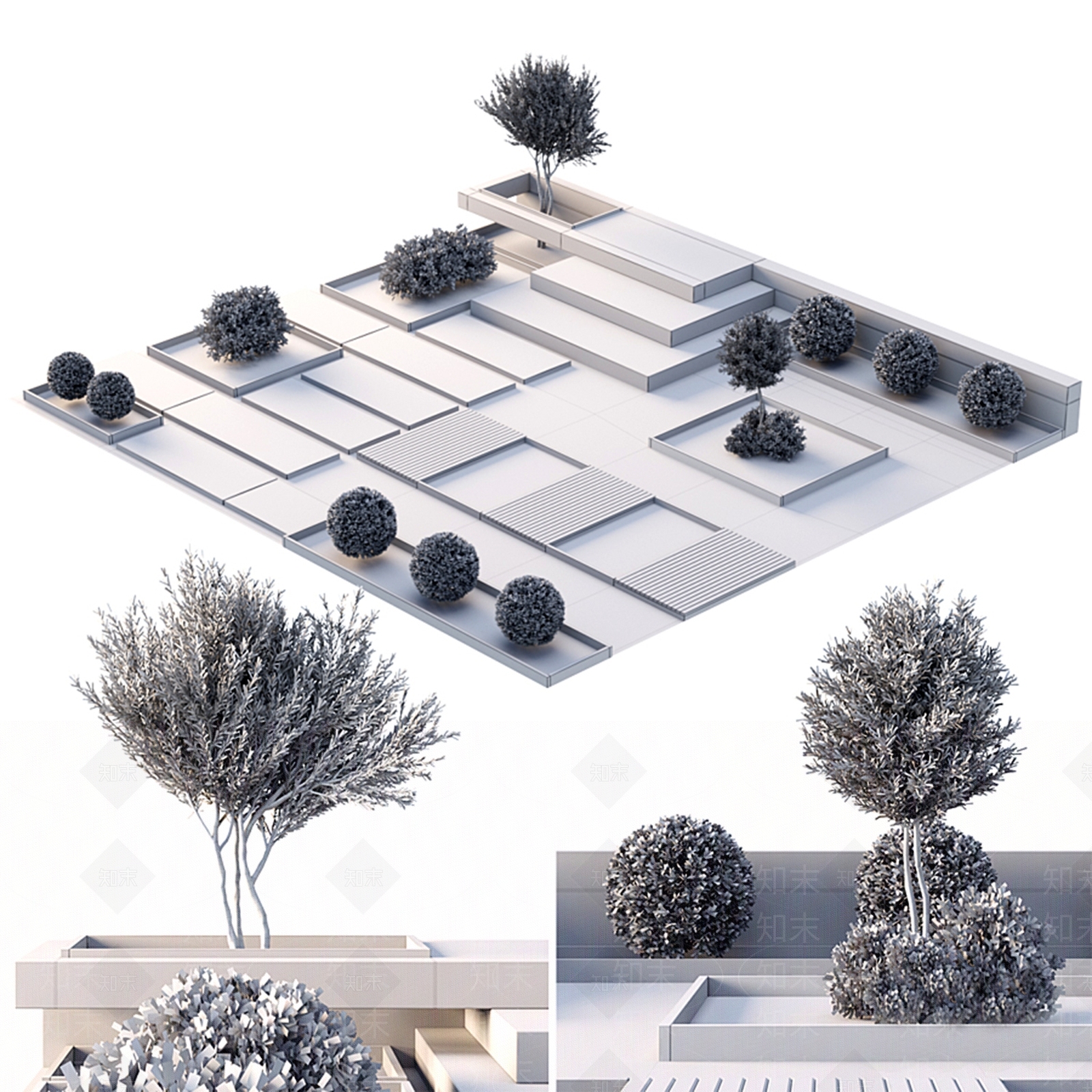 现代庭院造景小品3D模型下载【ID:1118506814】