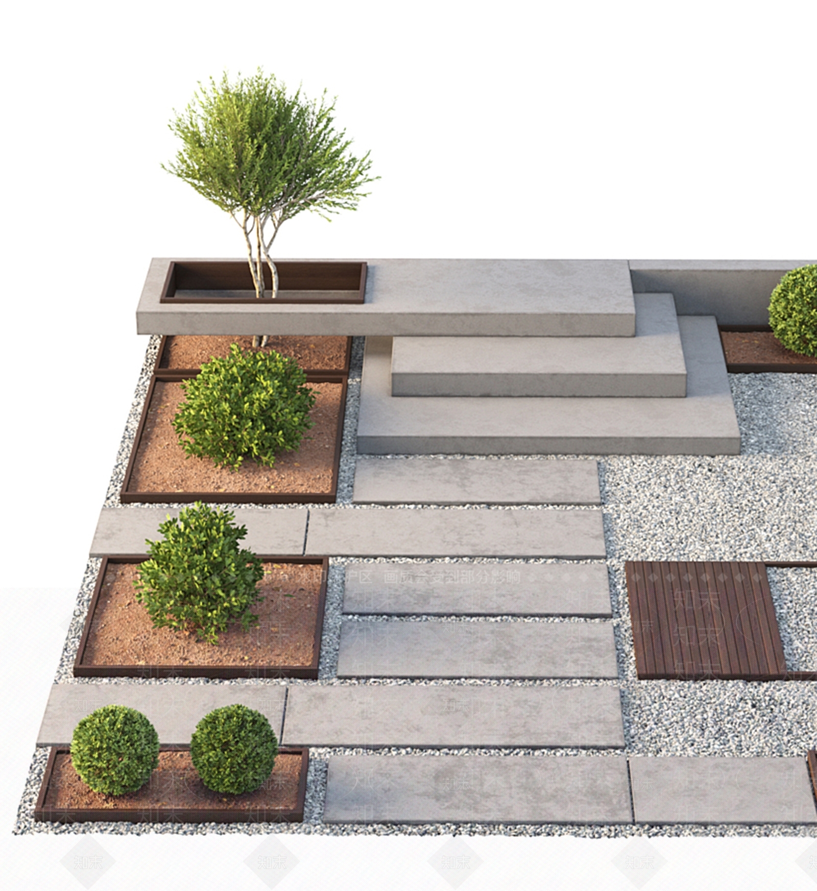 现代庭院造景小品3D模型下载【ID:1118506814】