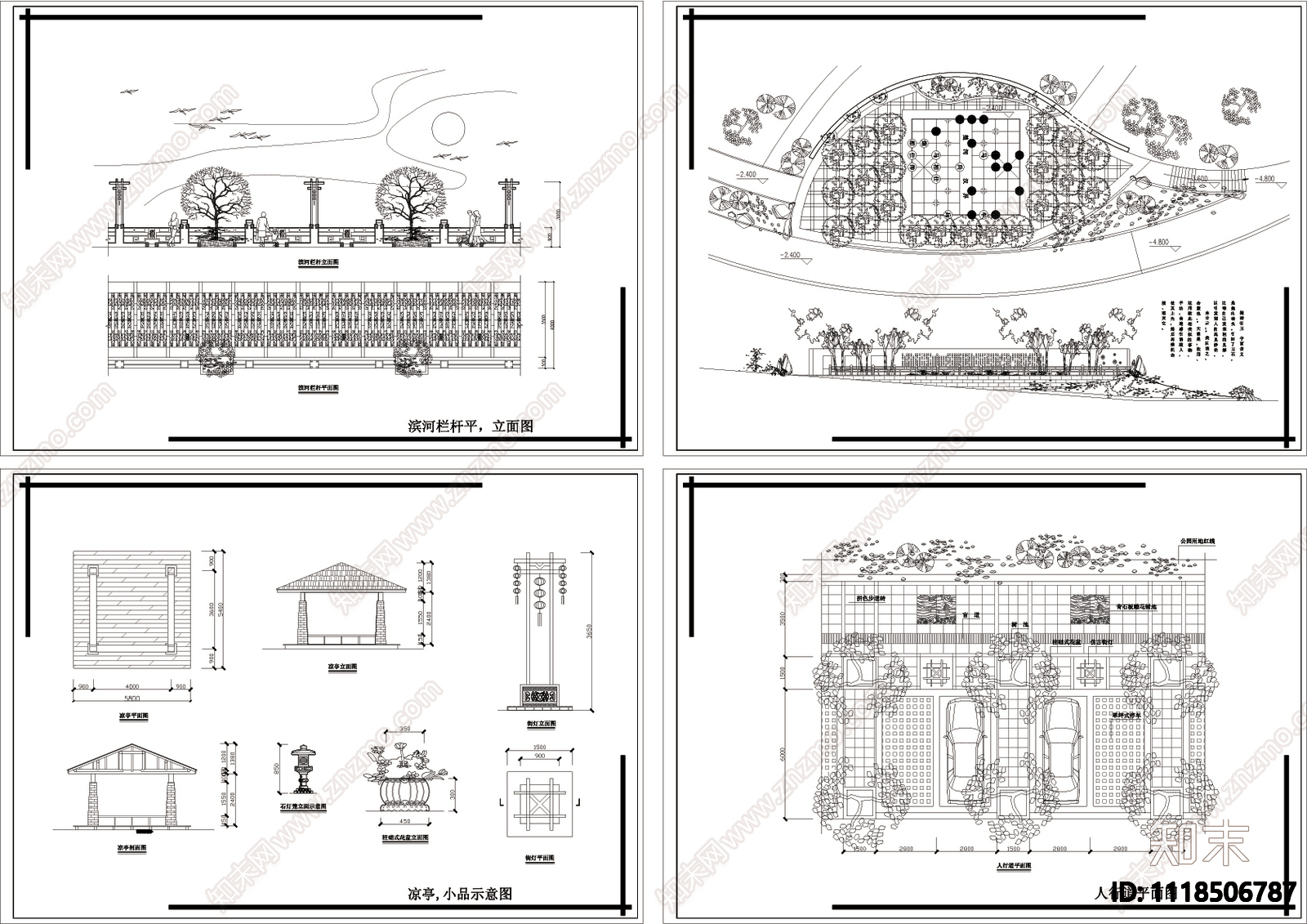 滨河栏杆凉亭象棋广场施工图施工图下载【ID:1118506787】