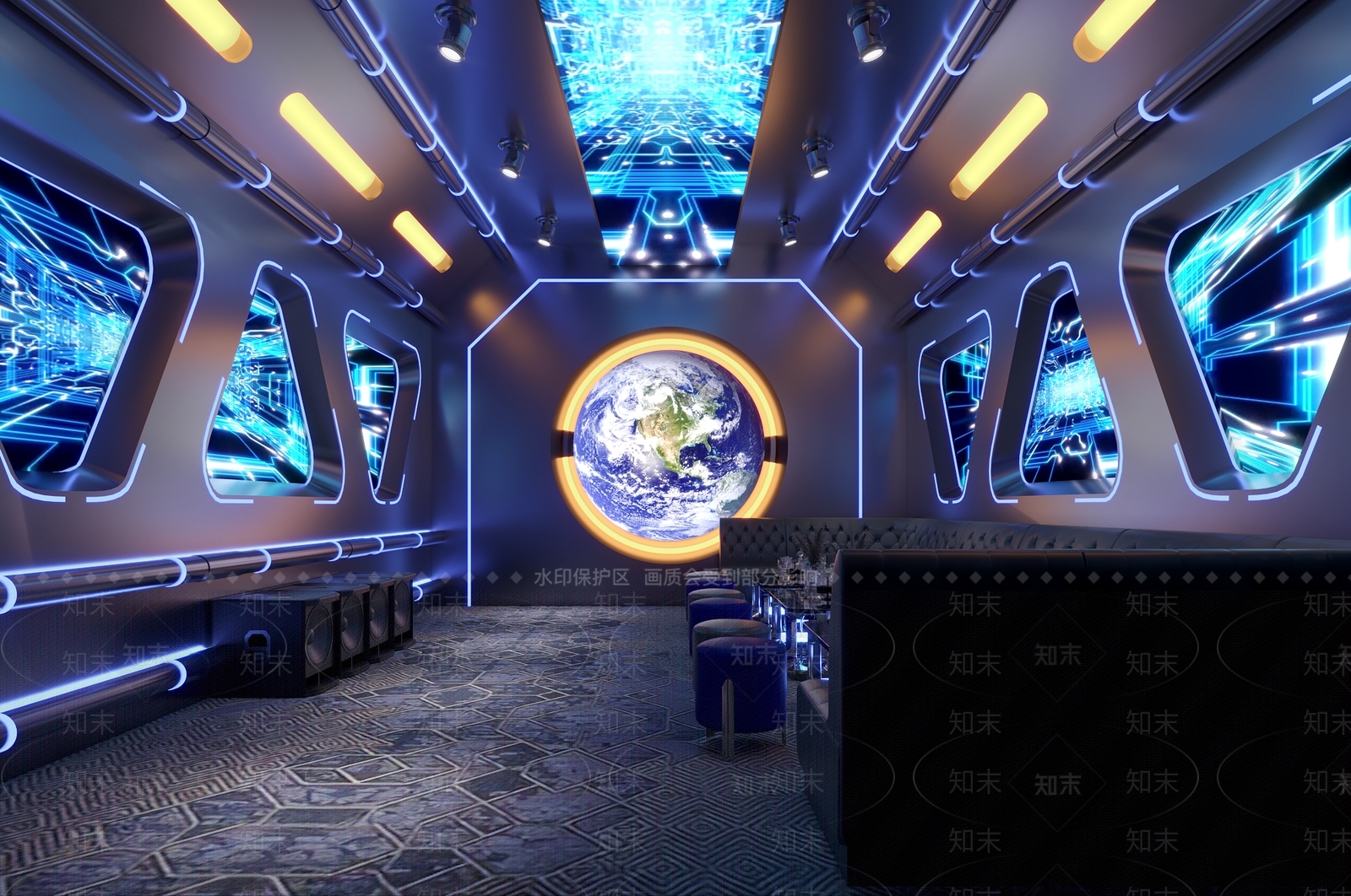 现代科技风太空仓KTV包厢3D模型下载【ID:1118512681】