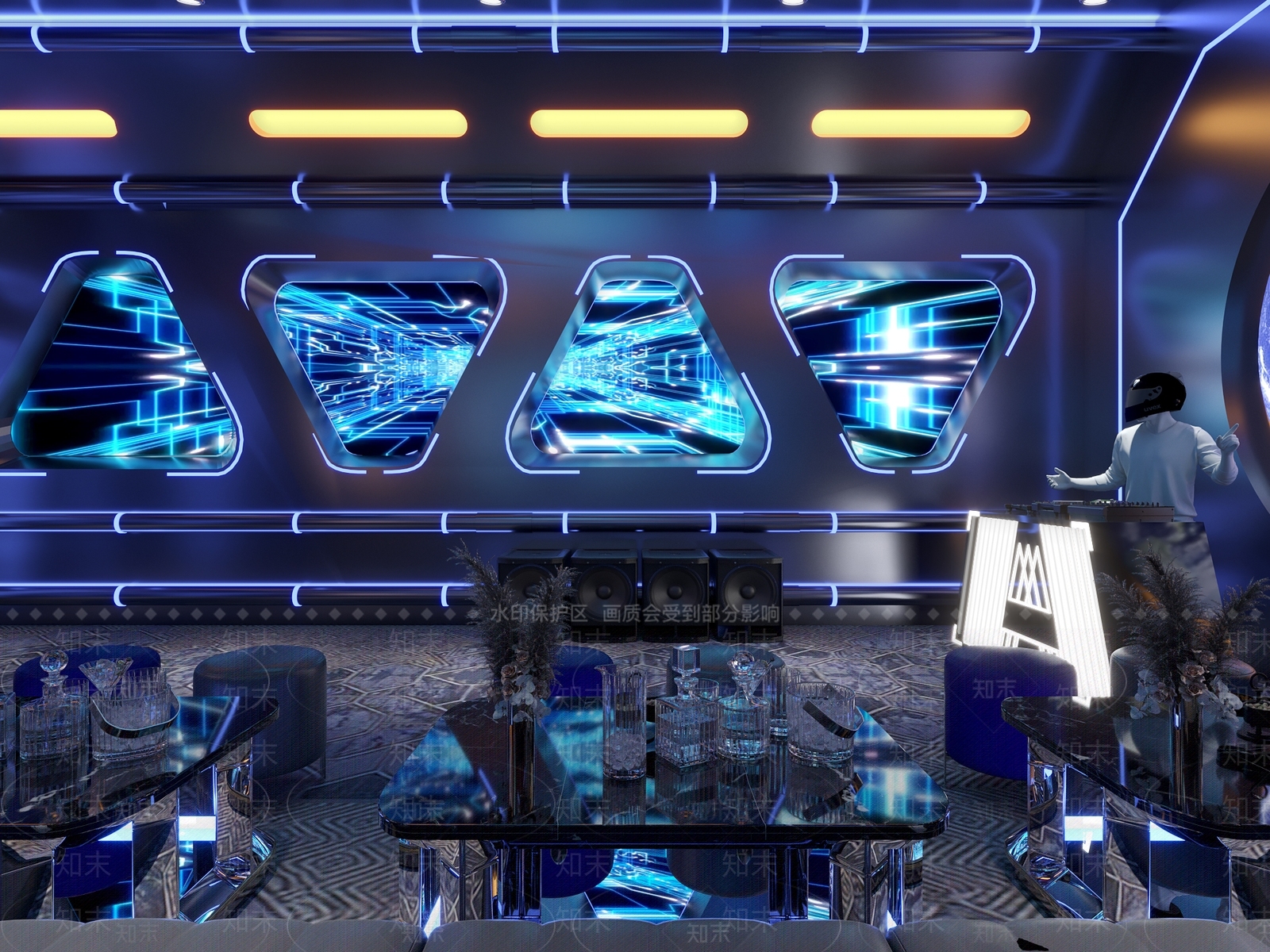 现代科技风太空仓KTV包厢3D模型下载【ID:1118512681】