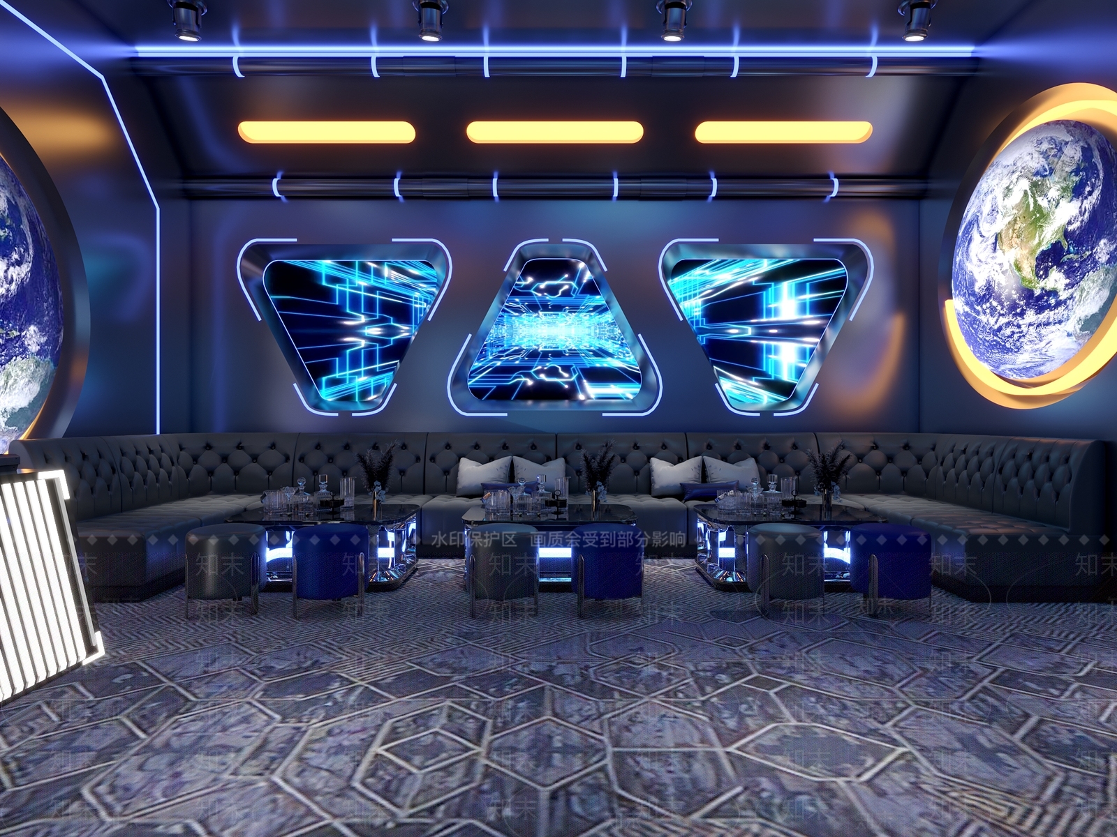 现代科技风太空仓KTV包厢3D模型下载【ID:1118512681】