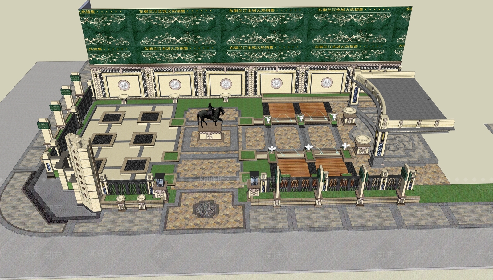 欧式售楼处建筑SU模型下载【ID:1118522028】