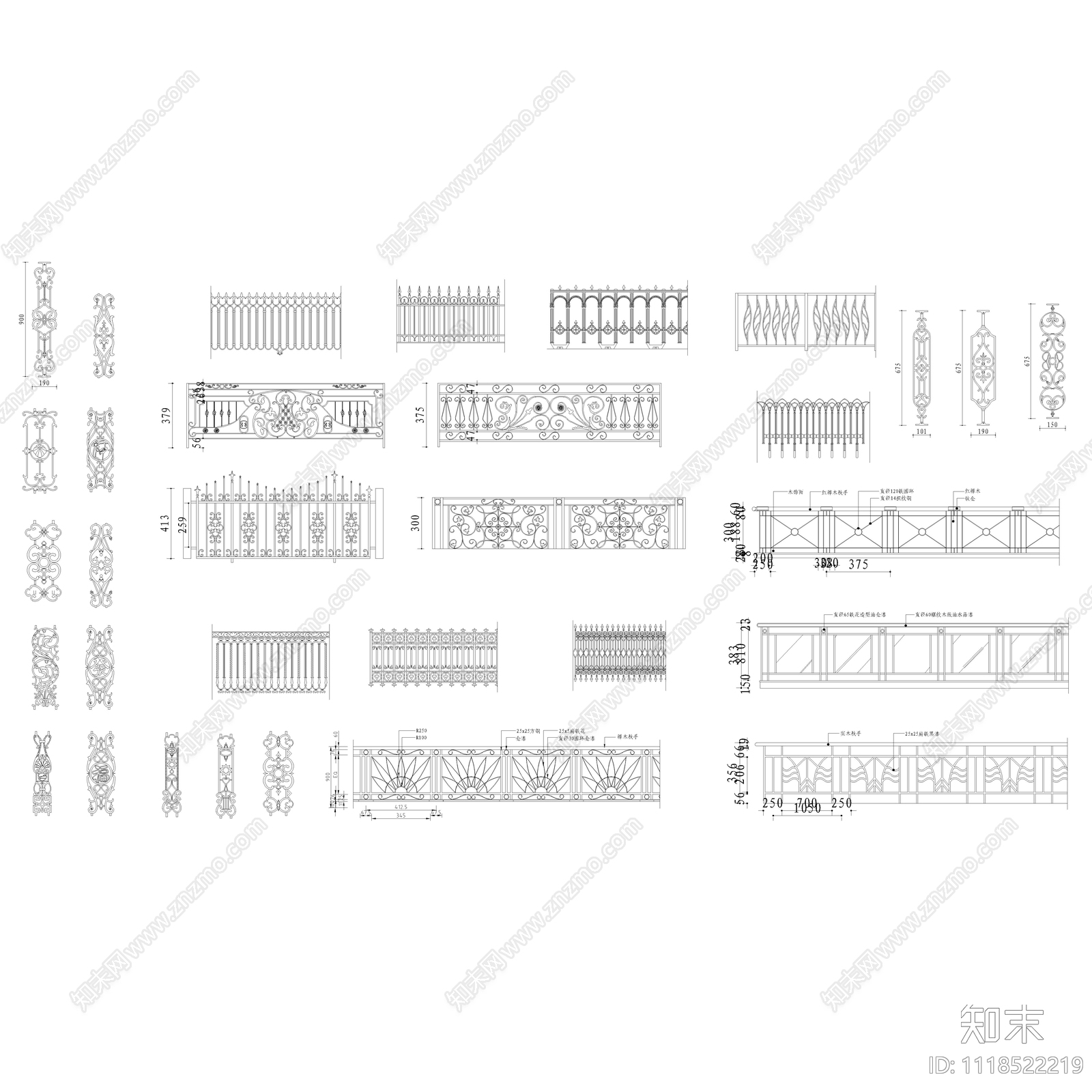 铁艺栏杆图库施工图施工图下载【ID:1118522219】