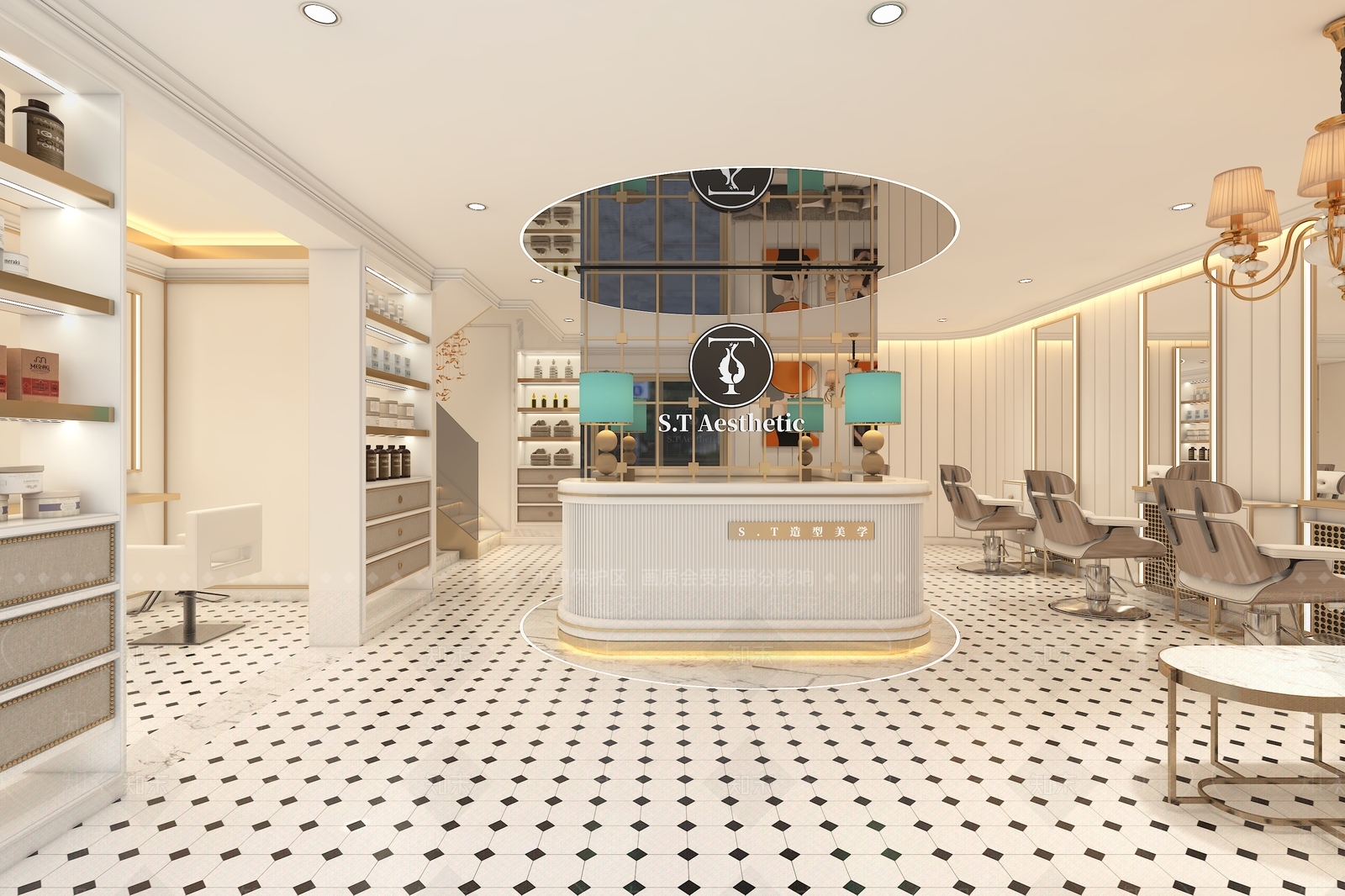 简欧美容美发店3D模型下载【ID:1118523861】