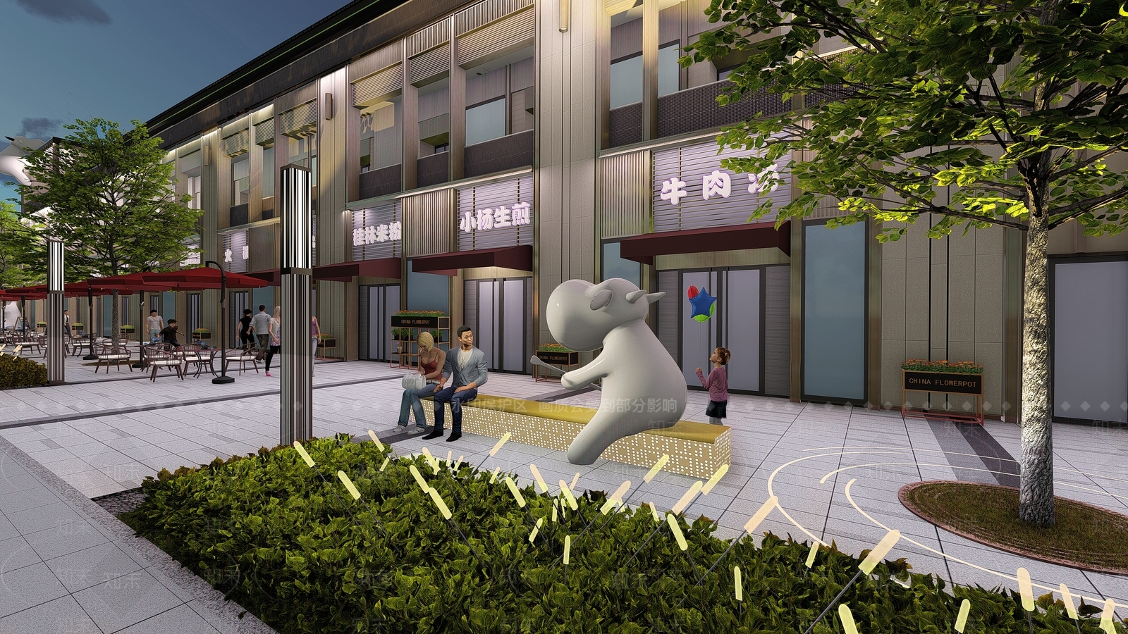 新中式商业街SU模型下载【ID:1118525305】